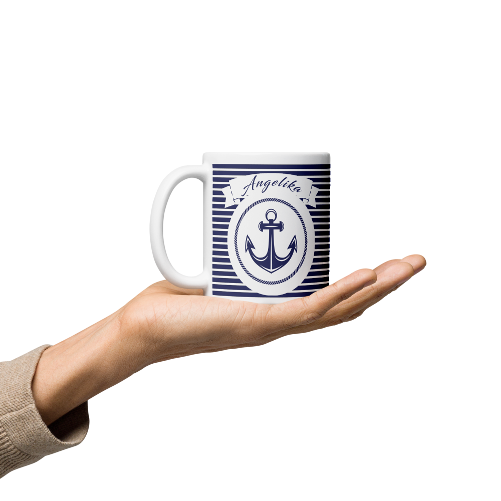 Personalisierte Maritime Tasse mit Anker - Perfektes Geschenk für Meerliebhaber