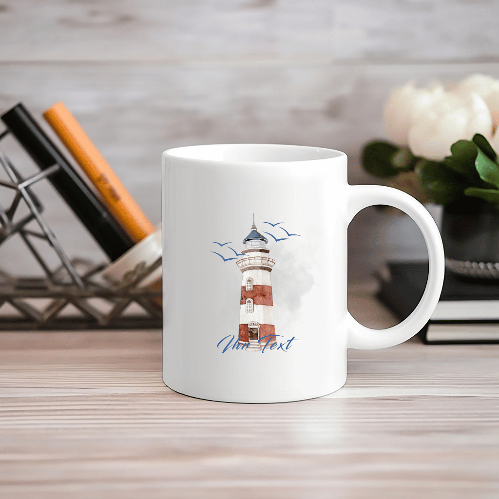 Personalisierte Tasse mit Leuchtturm | Aquarell | Geschenk | Maritim