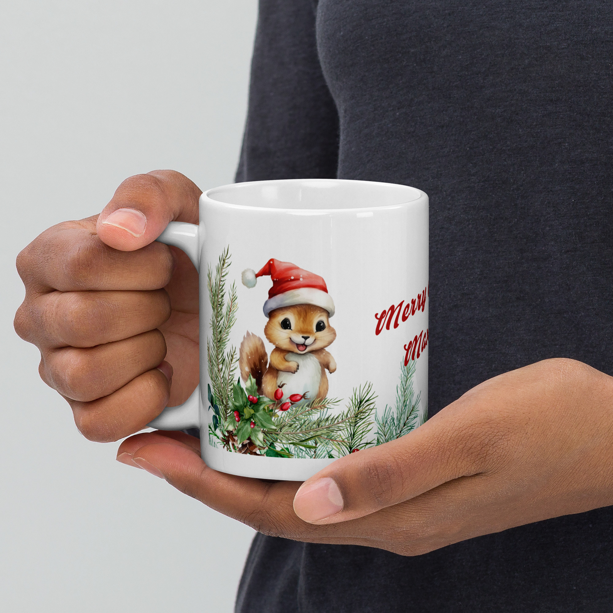 Personalisierte Tasse Eichhörnchen zu Weihnachten mit Namen