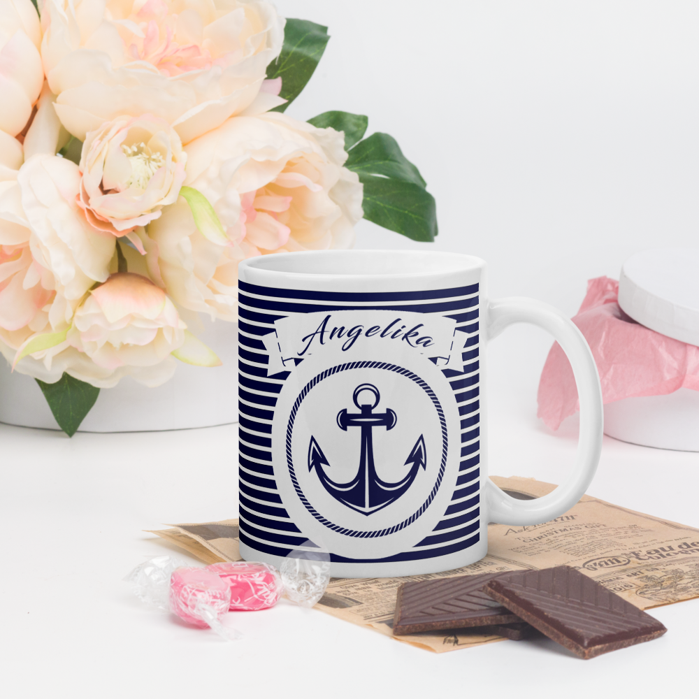 Personalisierte Maritime Tasse mit Anker - Perfektes Geschenk für Meerliebhaber