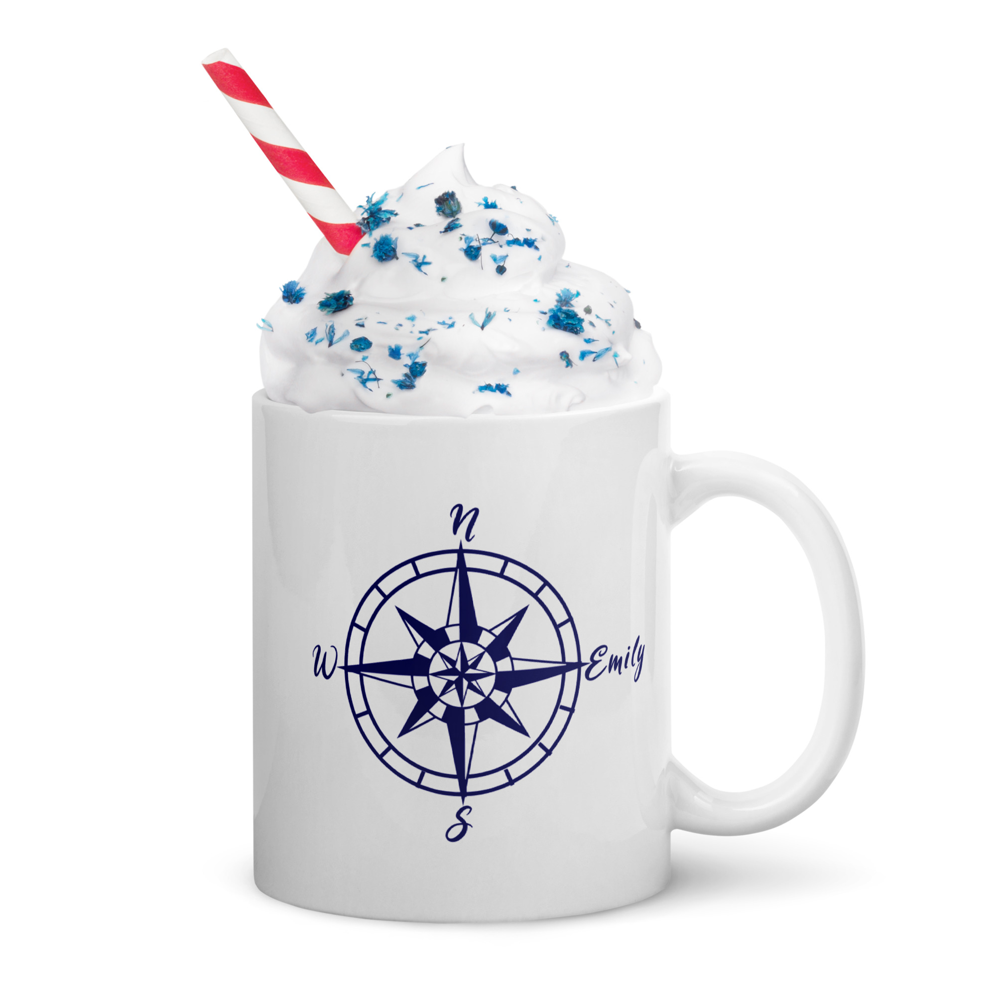 Maritime Kaffeetasse mit Kompass und Wunschnamen - Perfektes Geschenk