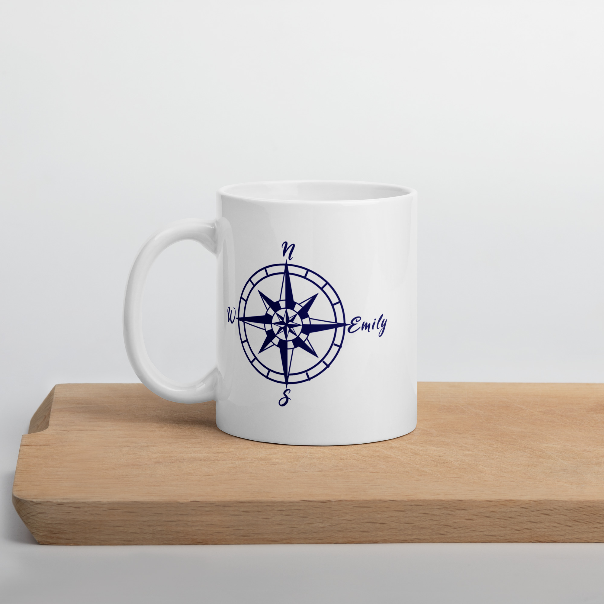 Maritime Kaffeetasse mit Kompass und Wunschnamen - Perfektes Geschenk