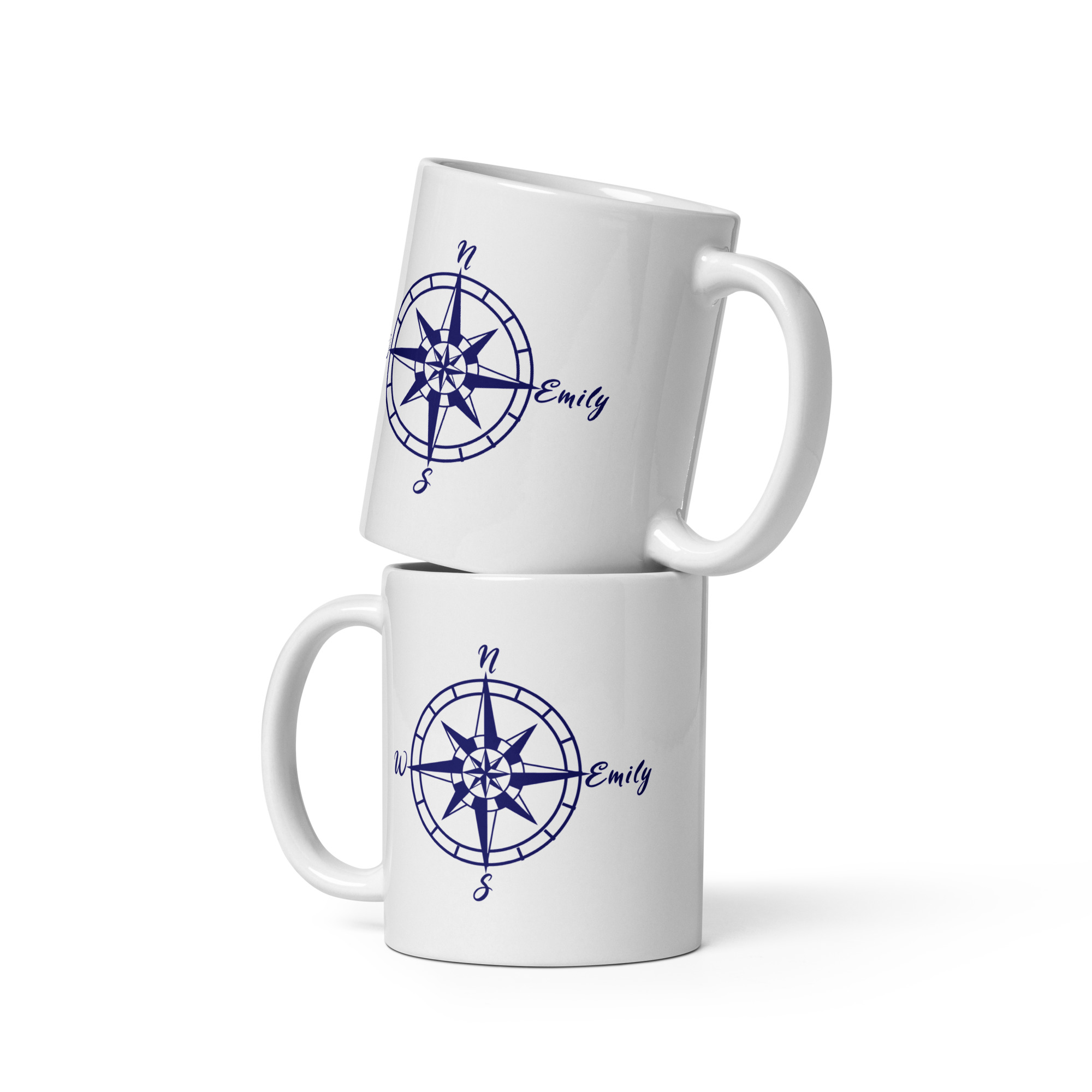 Maritime Kaffeetasse mit Kompass und Wunschnamen - Perfektes Geschenk