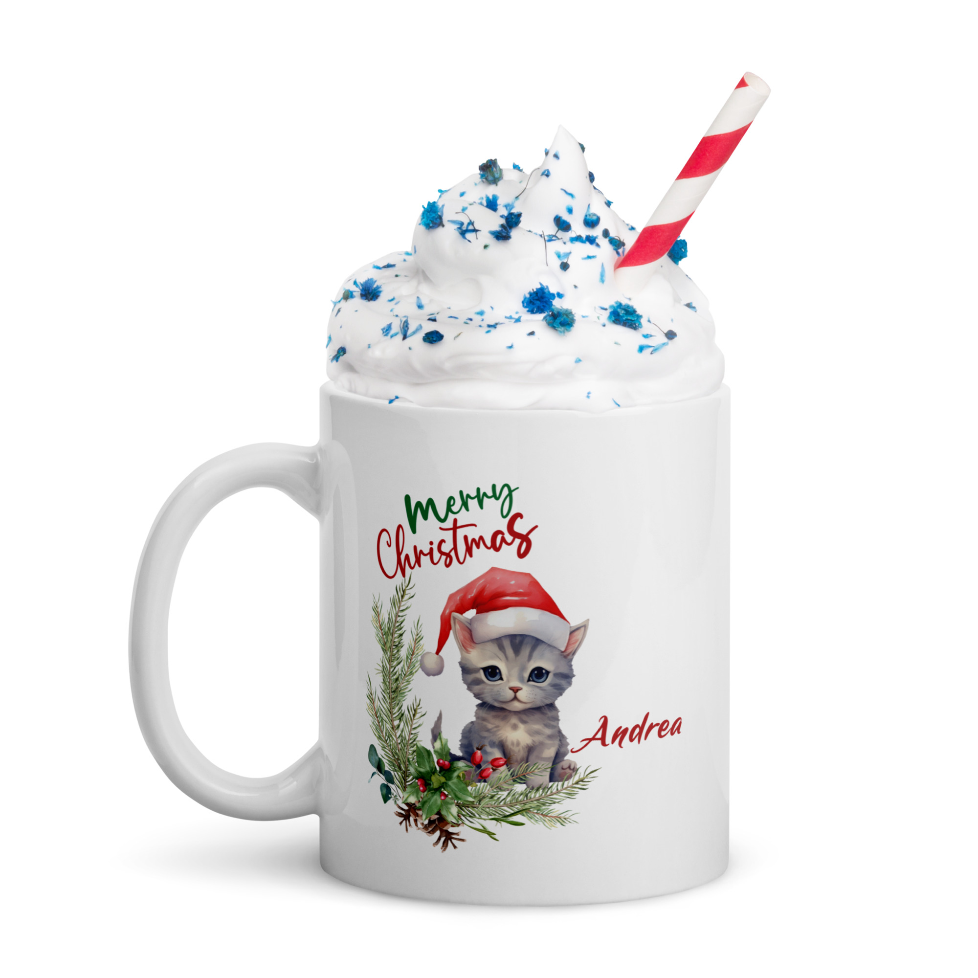 Personalisierte Tasse Kätzchen zu Weihnachten mit Namen