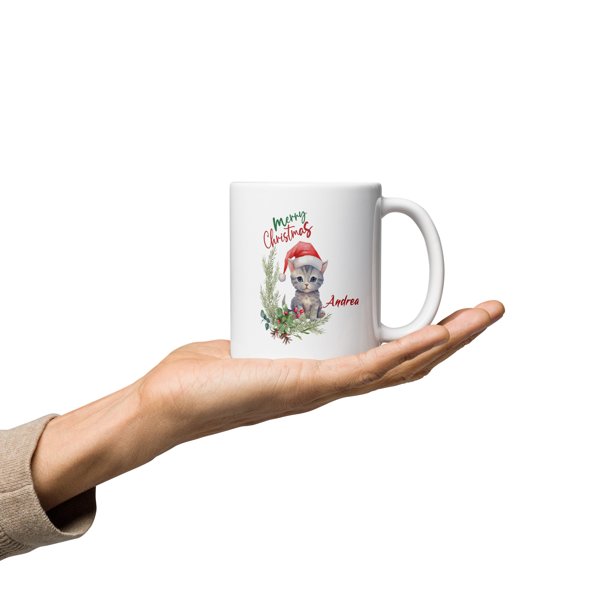 Personalisierte Tasse Kätzchen zu Weihnachten mit Namen