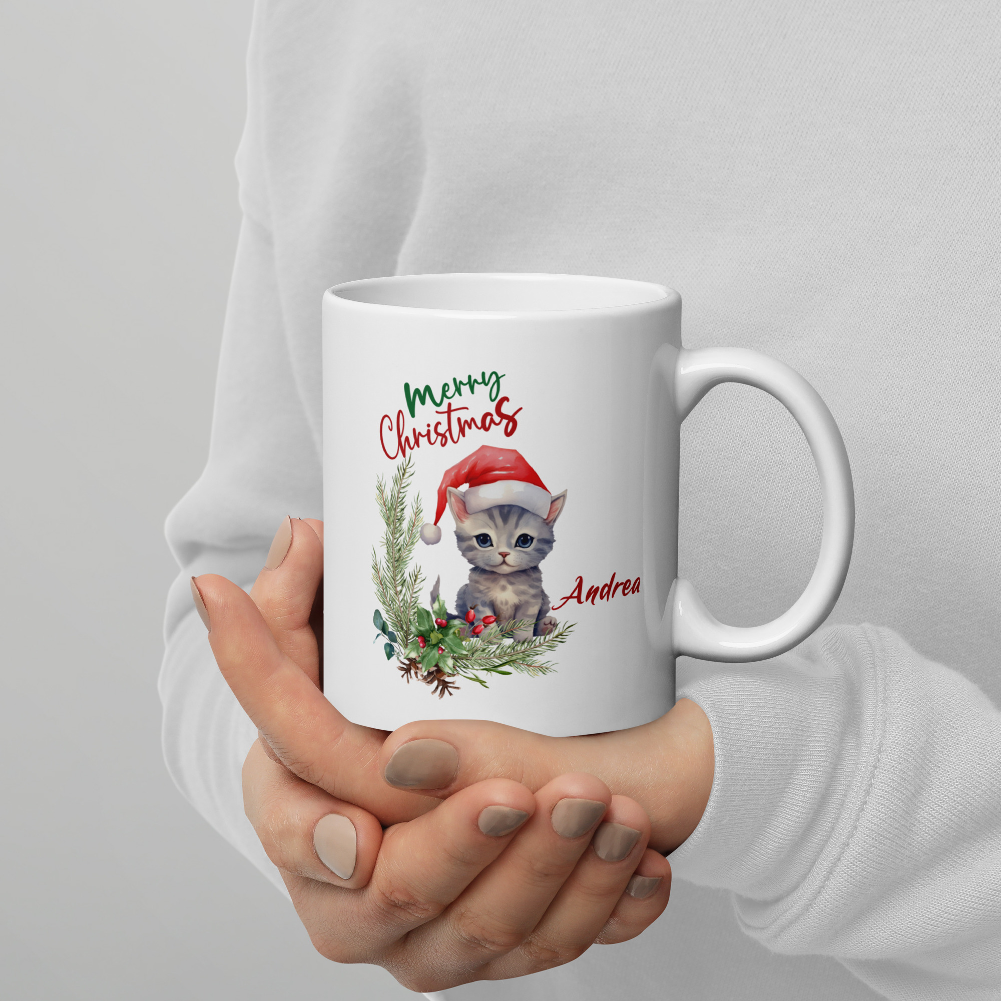 Personalisierte Tasse Kätzchen zu Weihnachten mit Namen