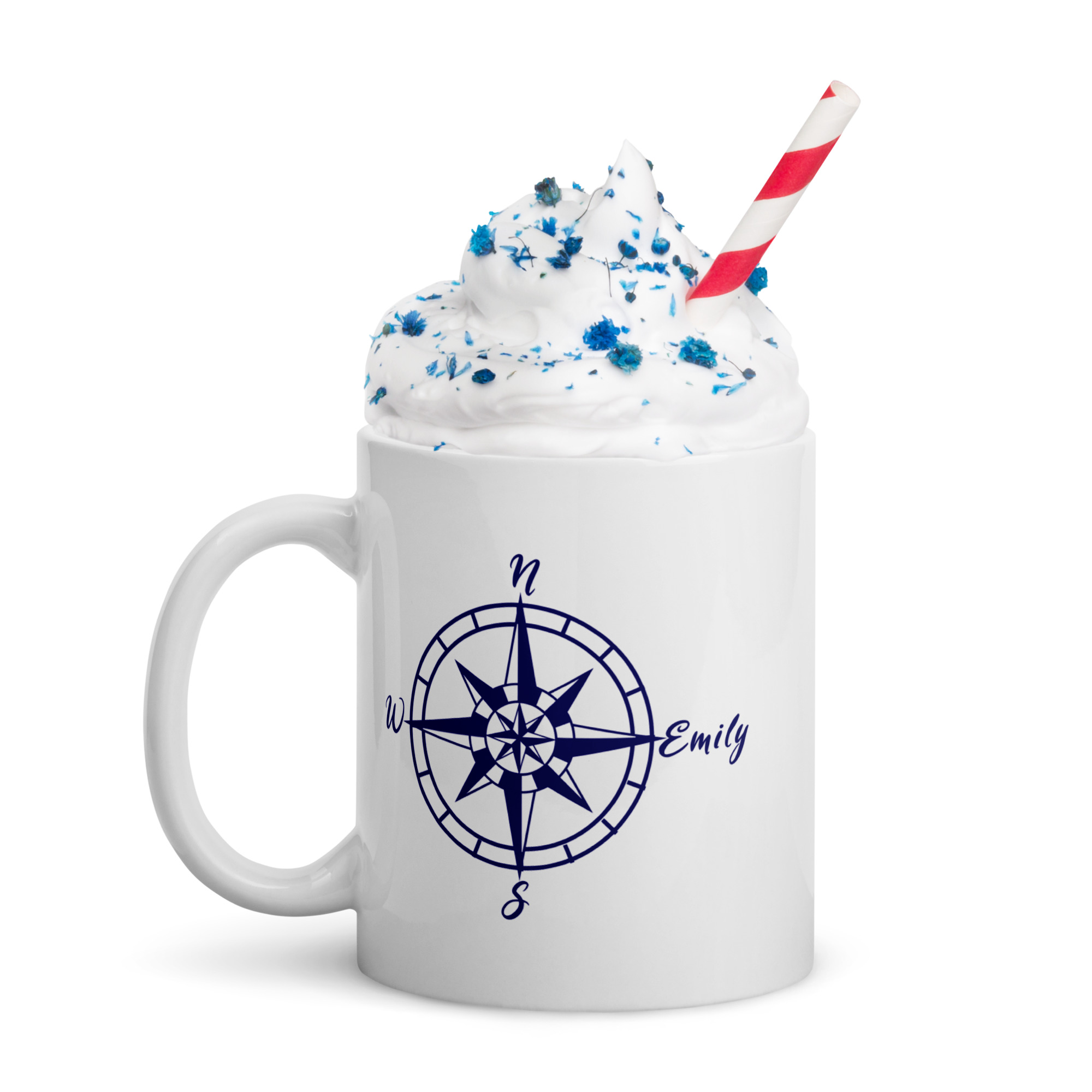 Maritime Kaffeetasse mit Kompass und Wunschnamen - Perfektes Geschenk