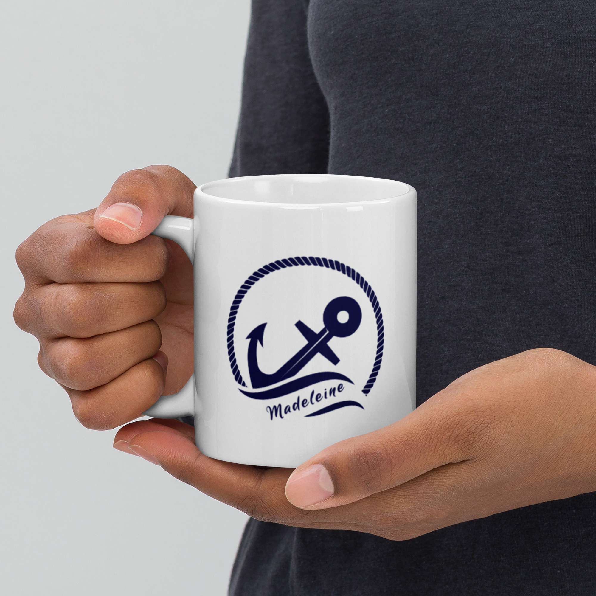 Maritime Kaffeetasse mit Anker und Wunschnamen - Perfektes Geschenk