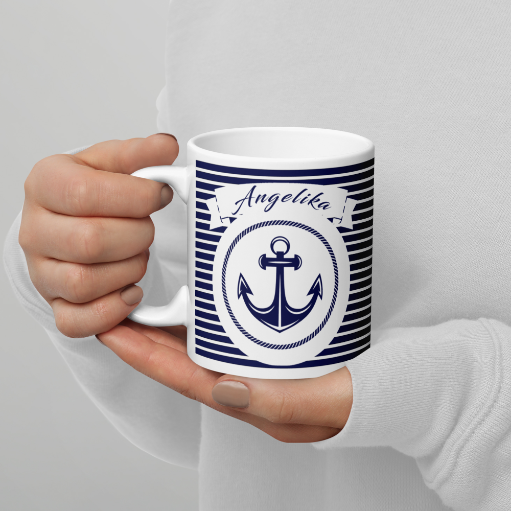 Personalisierte Maritime Tasse mit Anker - Perfektes Geschenk für Meerliebhaber