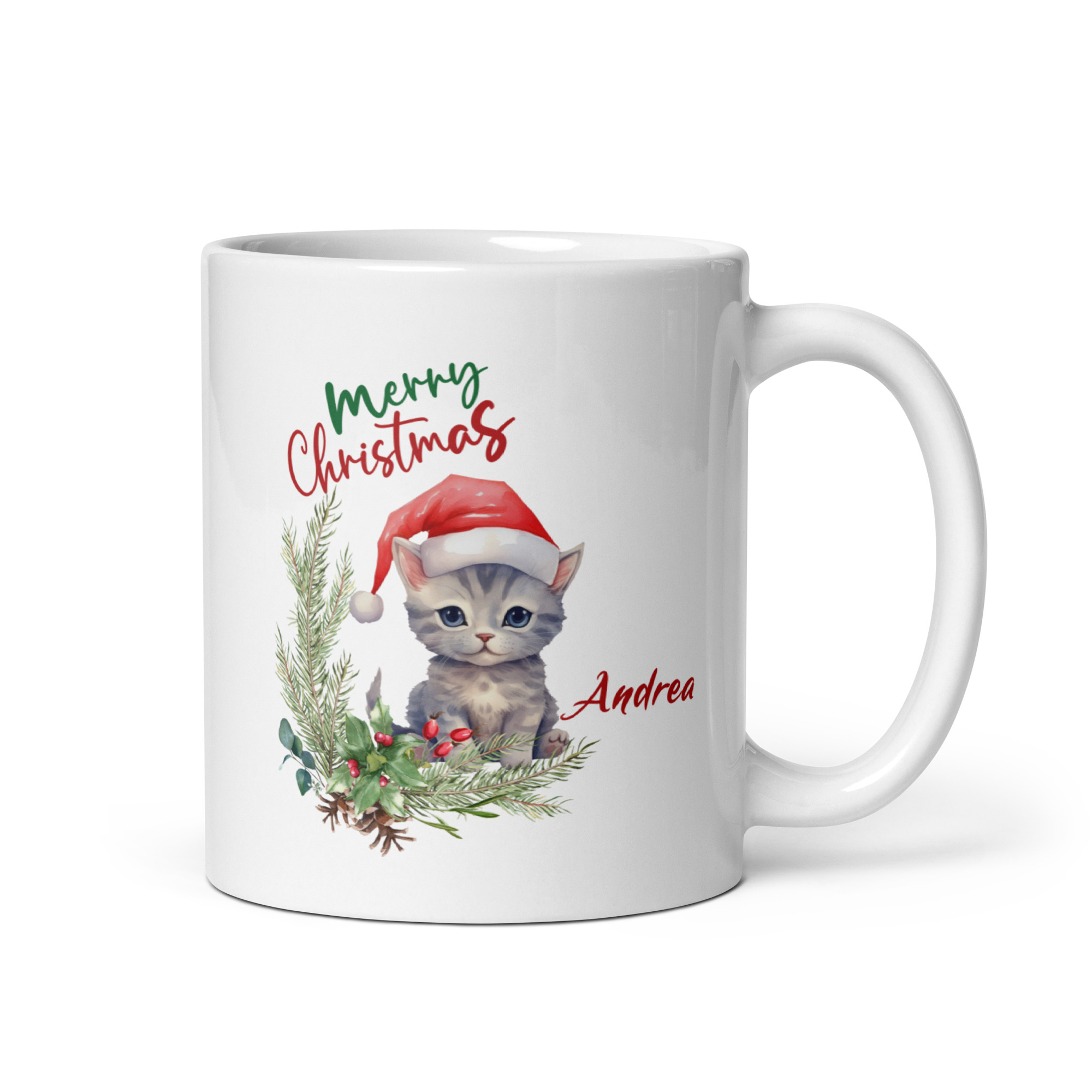 Personalisierte Tasse Kätzchen zu Weihnachten mit Namen