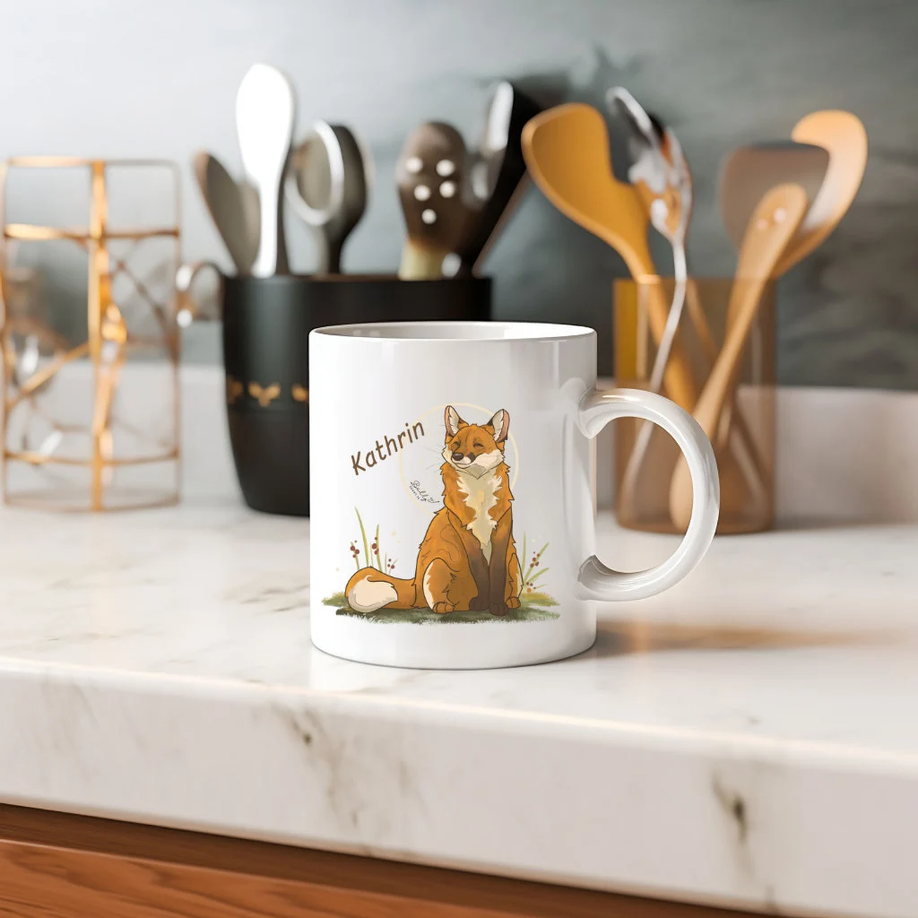 Personalisierte Kinder-Tasse mit Tiermotiv - Einzigartiges Design von Bellydraw