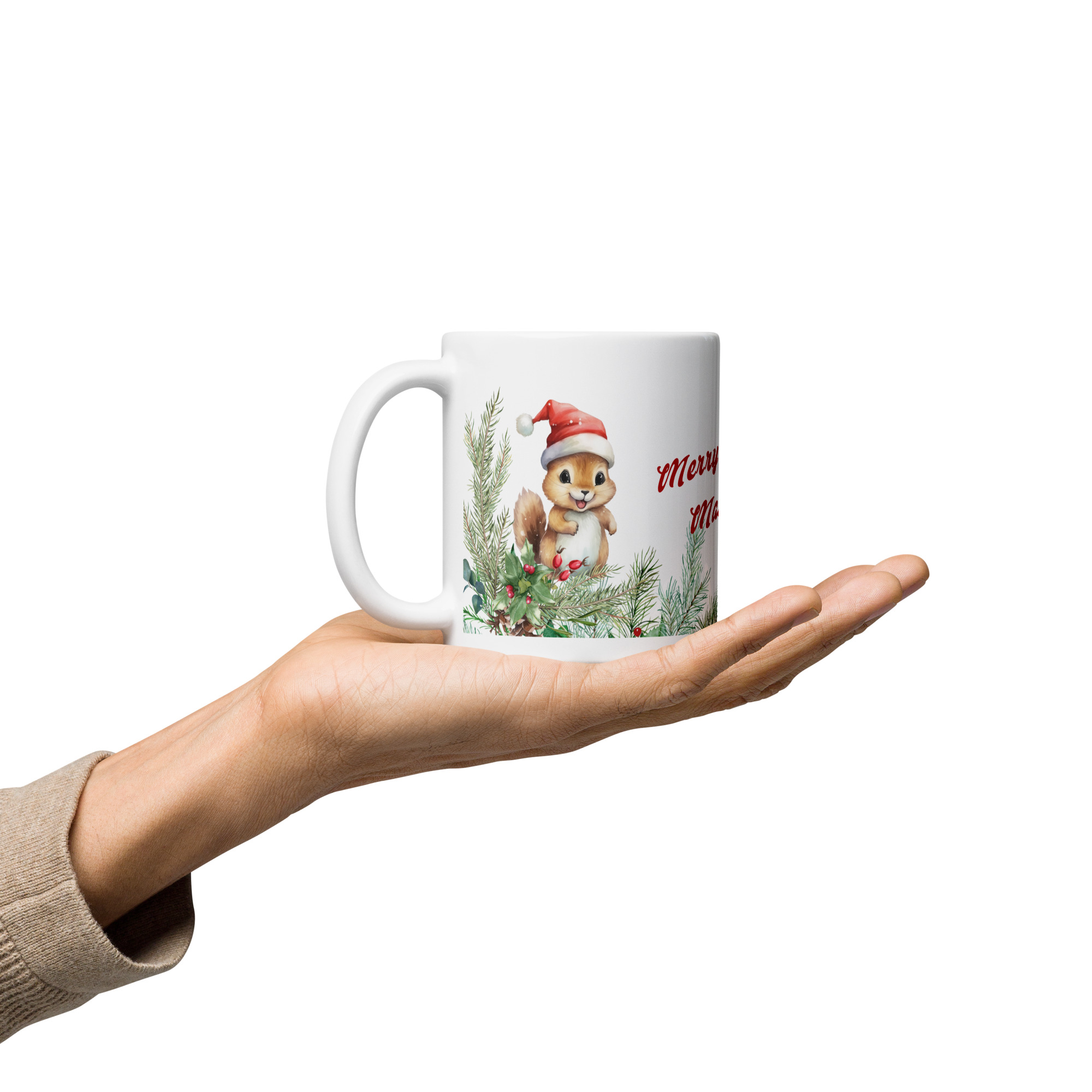 Personalisierte Tasse Eichhörnchen zu Weihnachten mit Namen