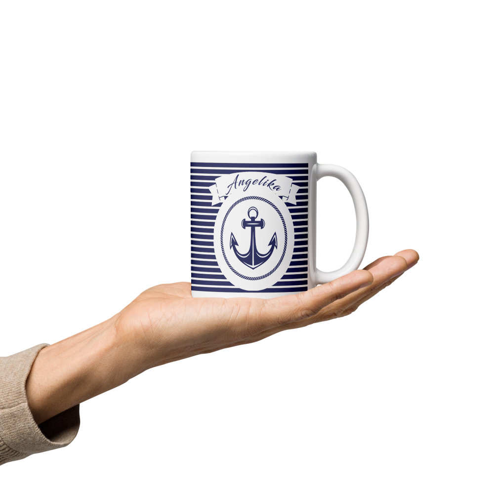 Personalisierte Maritime Tasse mit Anker - Perfektes Geschenk für Meerliebhaber