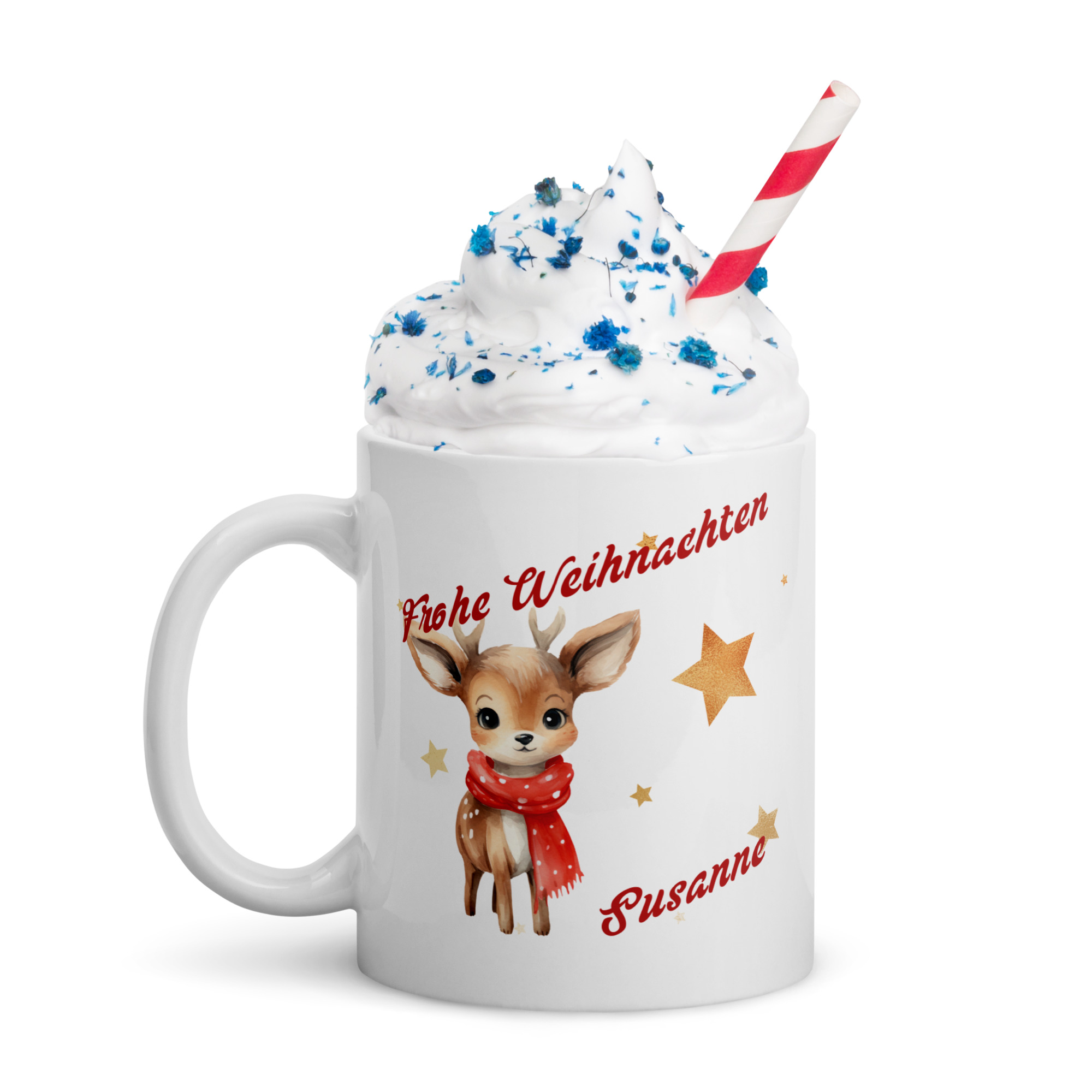 Personalisierte Tasse Rentier zu Weihnachten mit Name