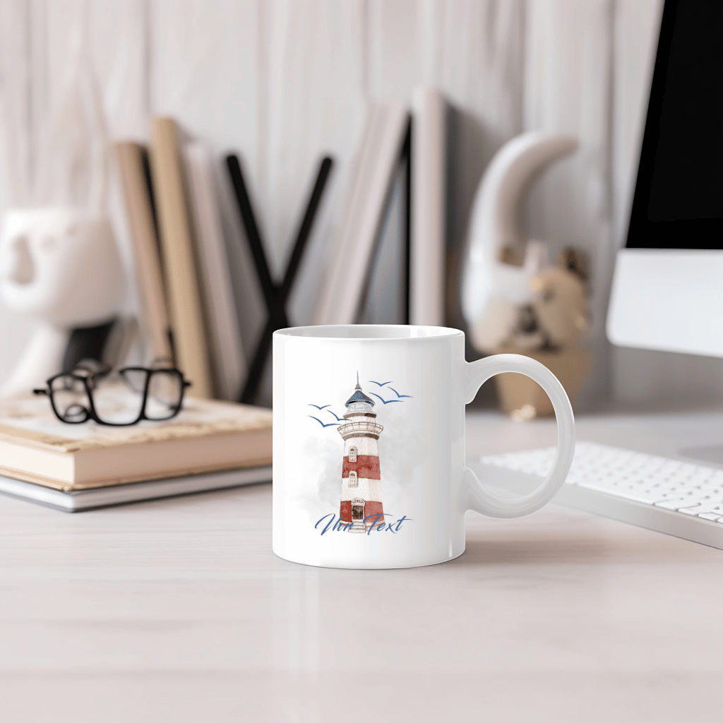 Personalisierte Tasse mit Leuchtturm | Aquarell | Geschenk | Maritim