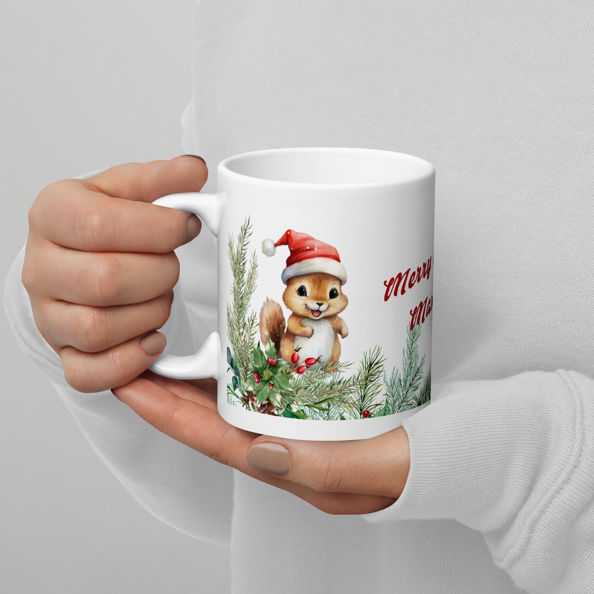 Personalisierte Tasse Eichhörnchen zu Weihnachten mit Namen