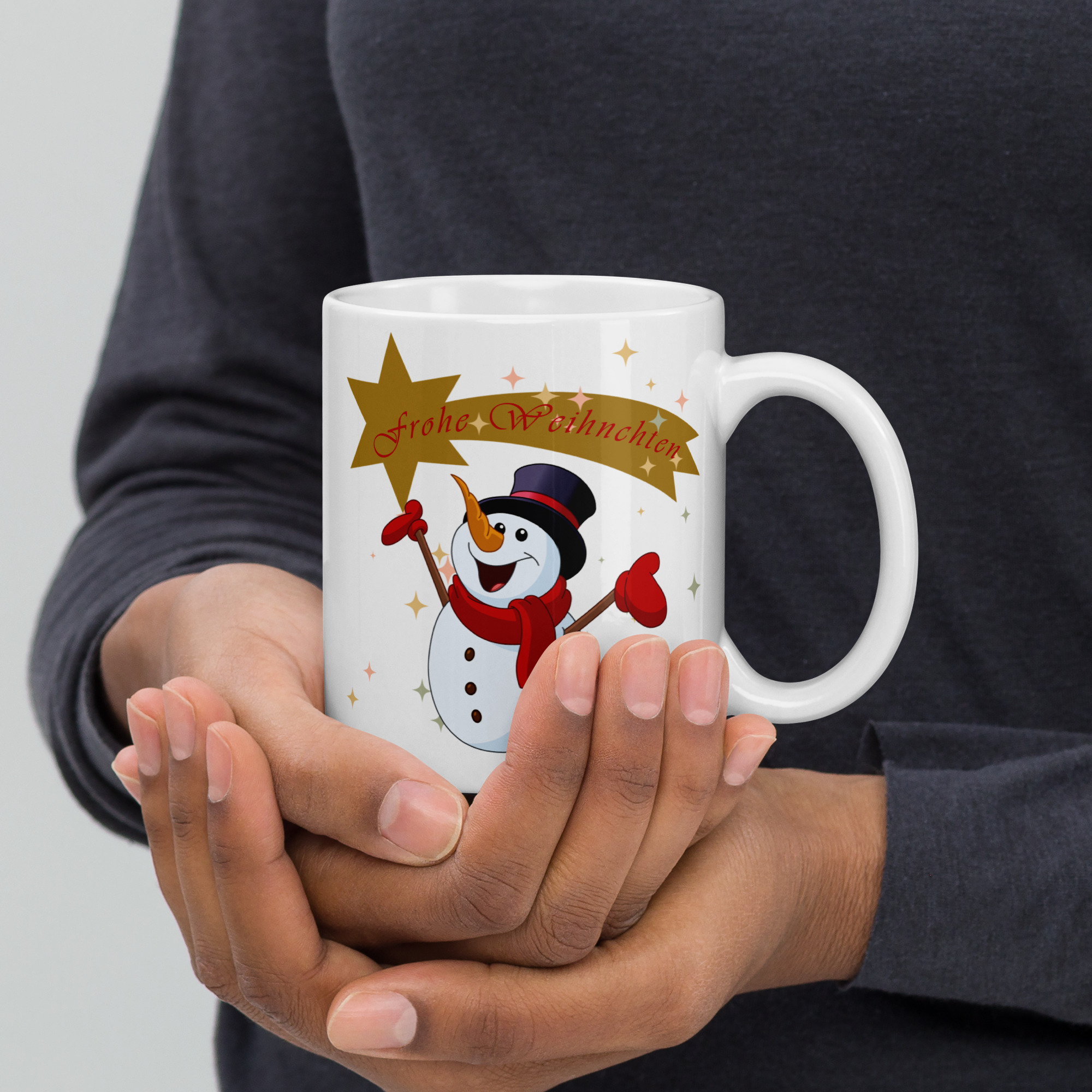 Personalisierte Tasse Schneemann zu Weihnachten mit Namen