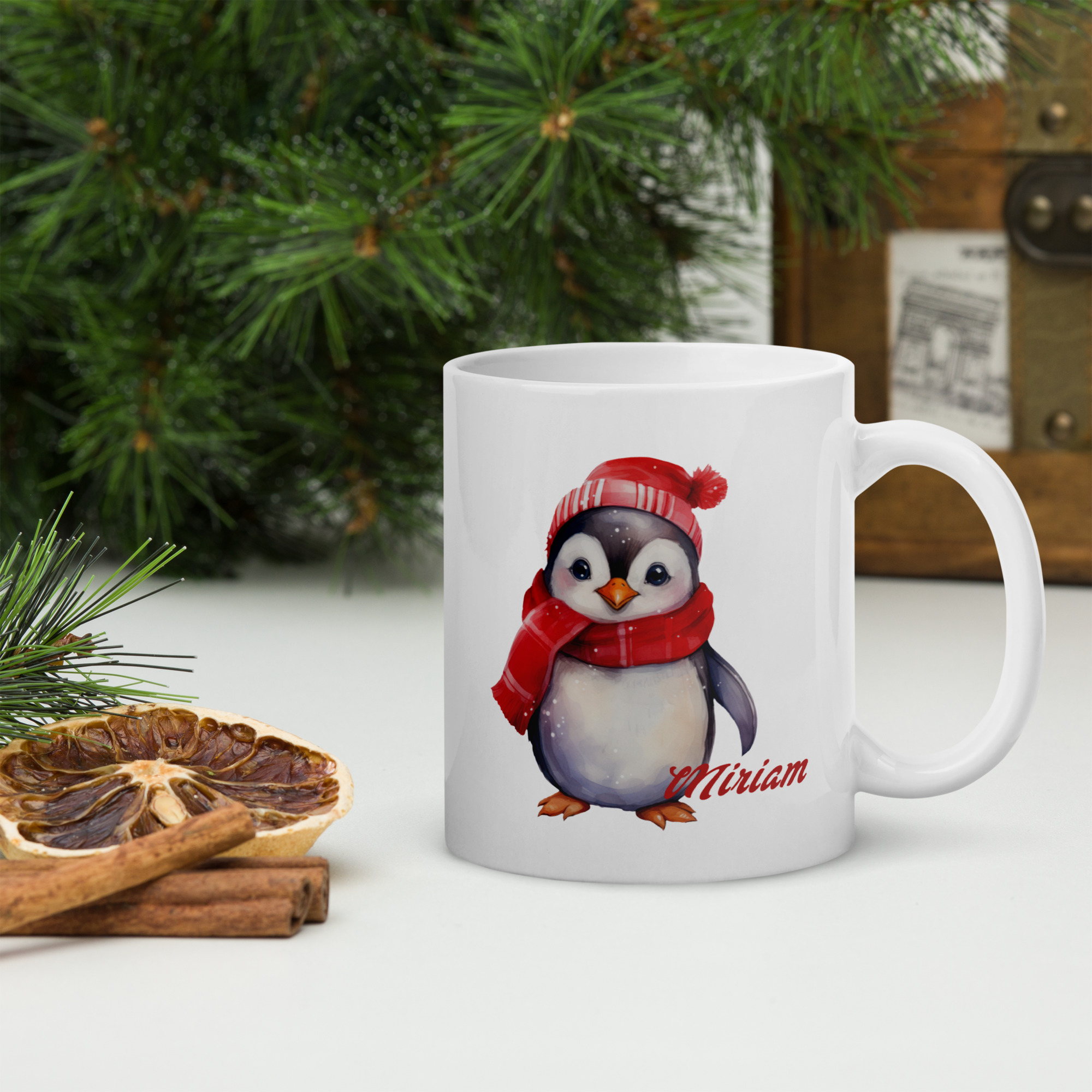 Personalisierte Tasse Pinguin zu Weihnachten mit Namen