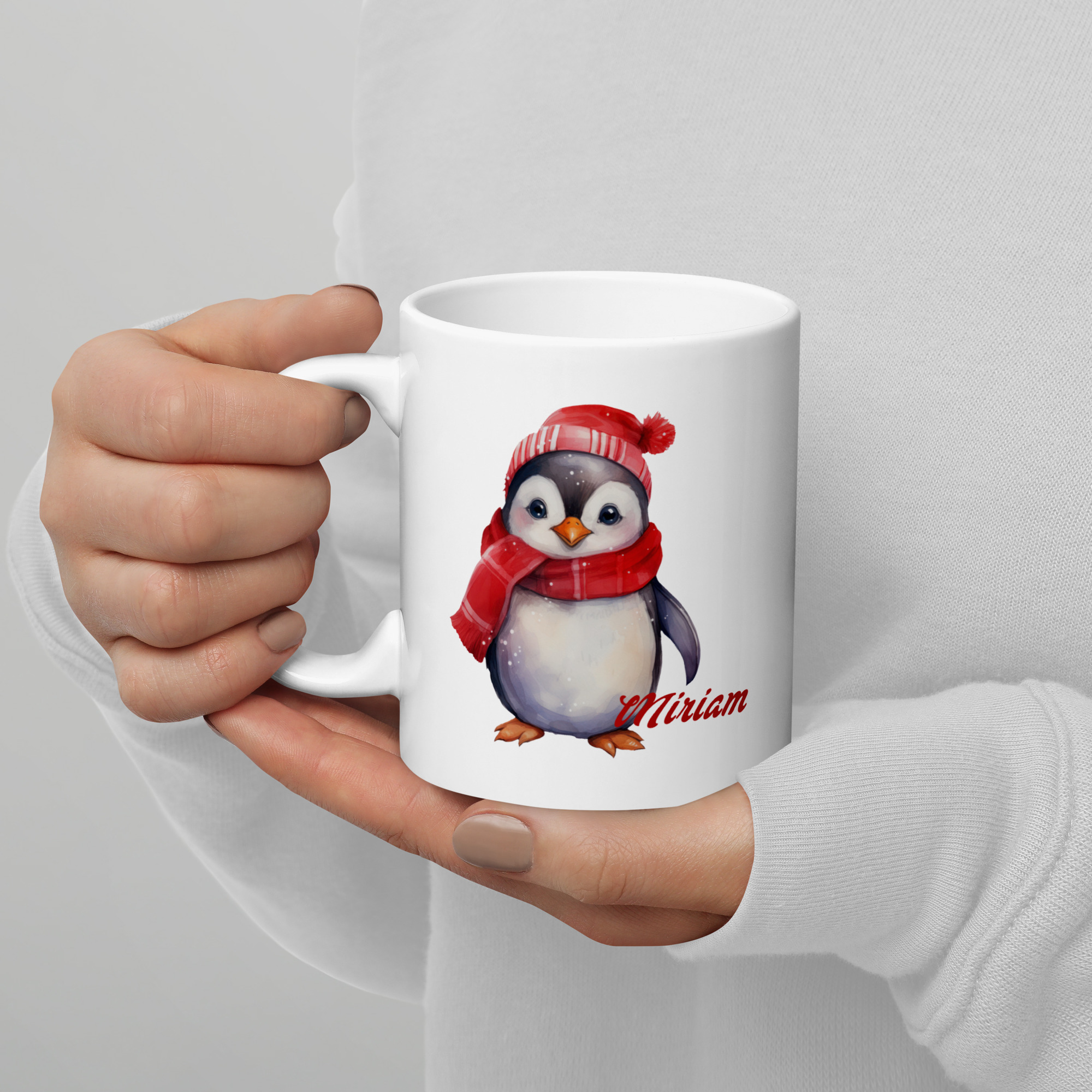 Personalisierte Tasse Pinguin zu Weihnachten mit Namen