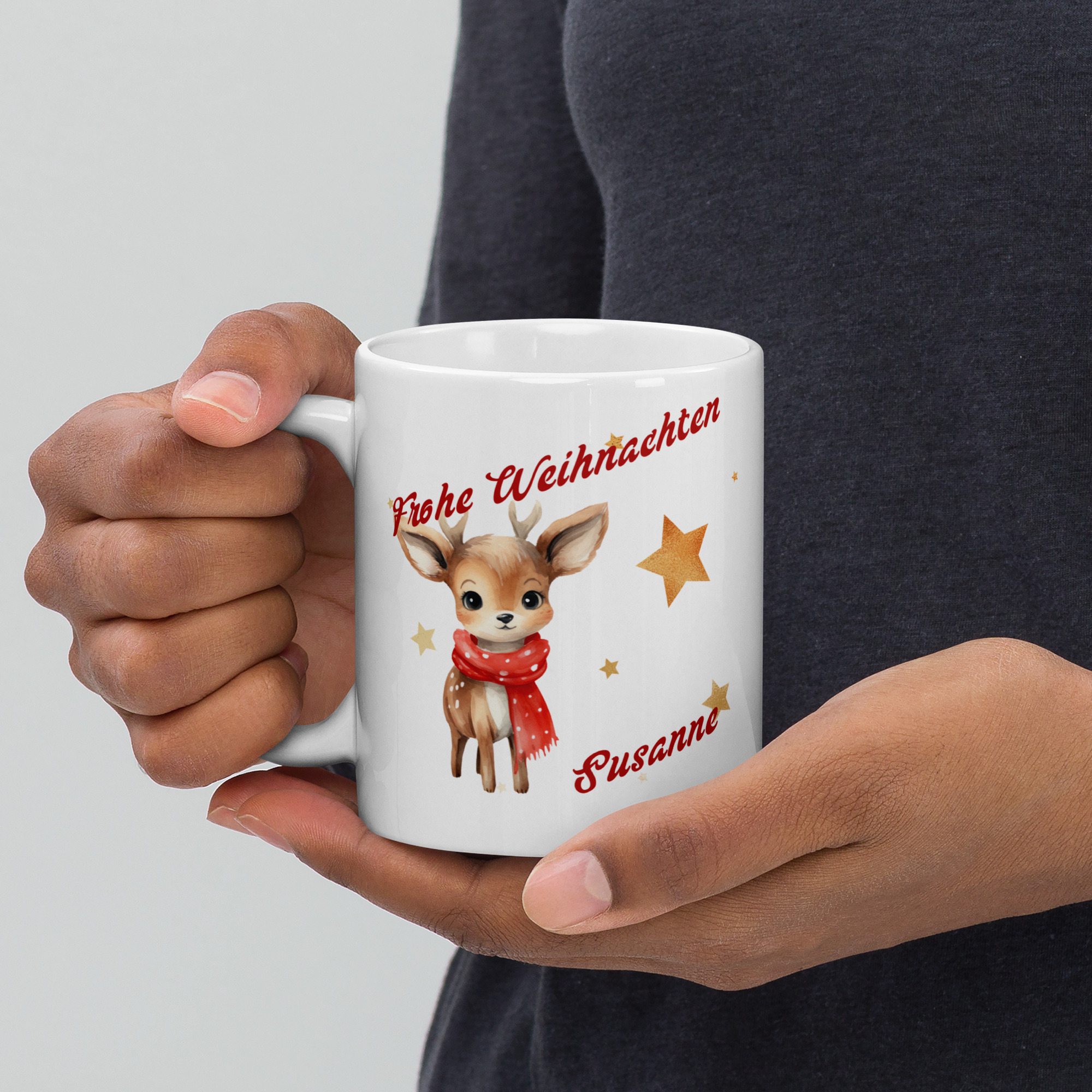 Personalisierte Tasse Rentier zu Weihnachten mit Name