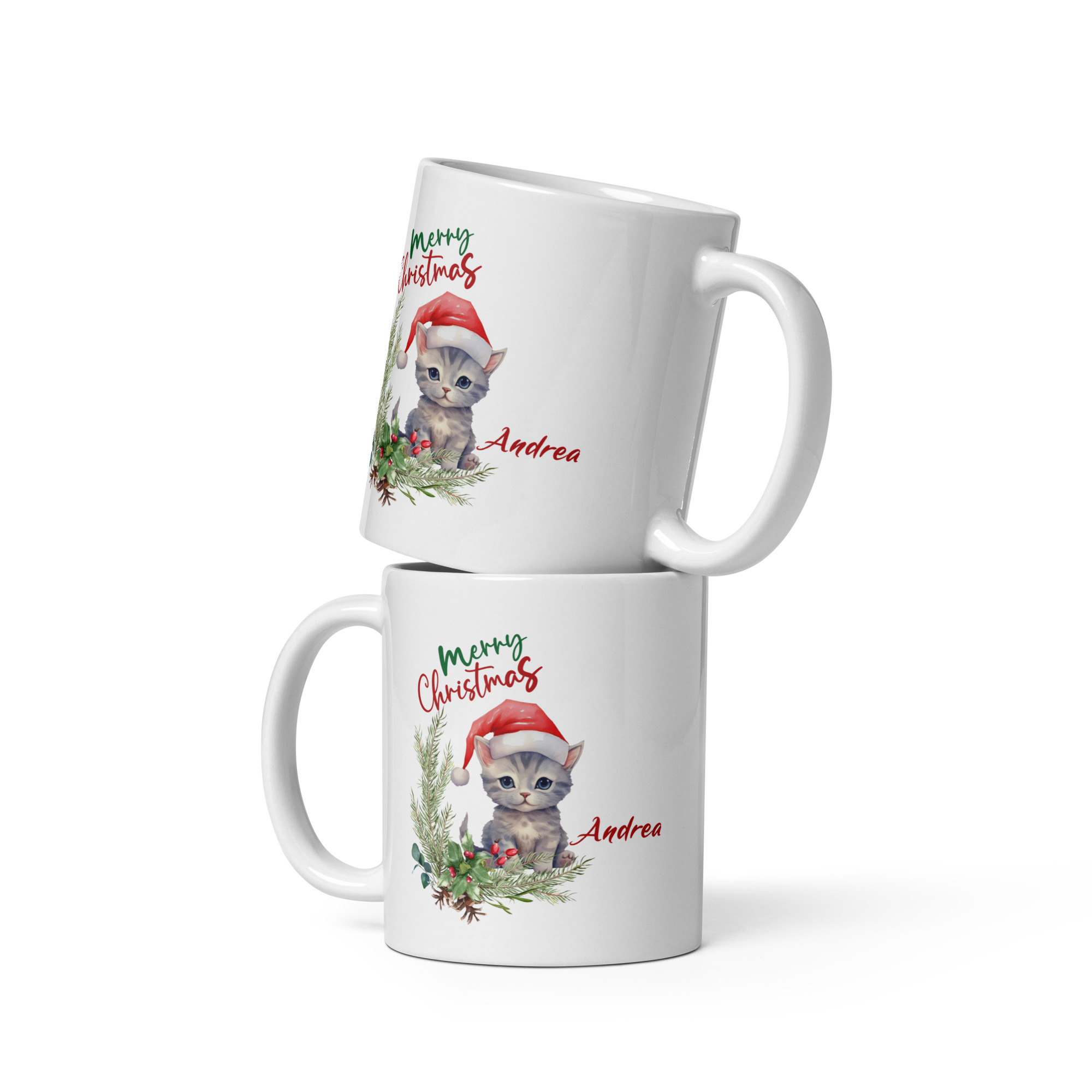 Personalisierte Tasse Kätzchen zu Weihnachten mit Namen