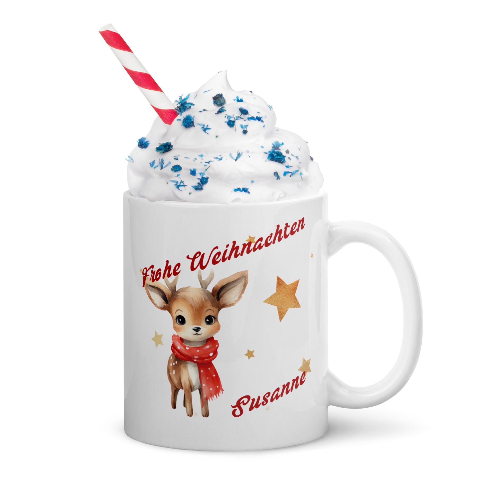 Personalisierte Tasse Rentier zu Weihnachten mit Name