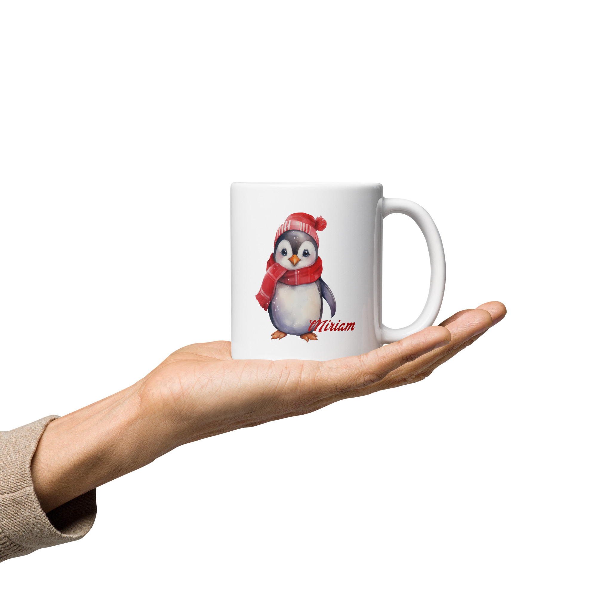 Personalisierte Tasse Pinguin zu Weihnachten mit Namen