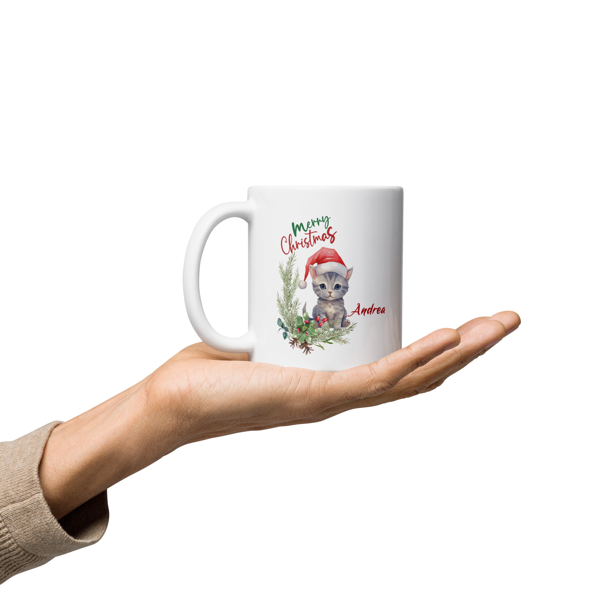 Personalisierte Tasse Kätzchen zu Weihnachten mit Namen