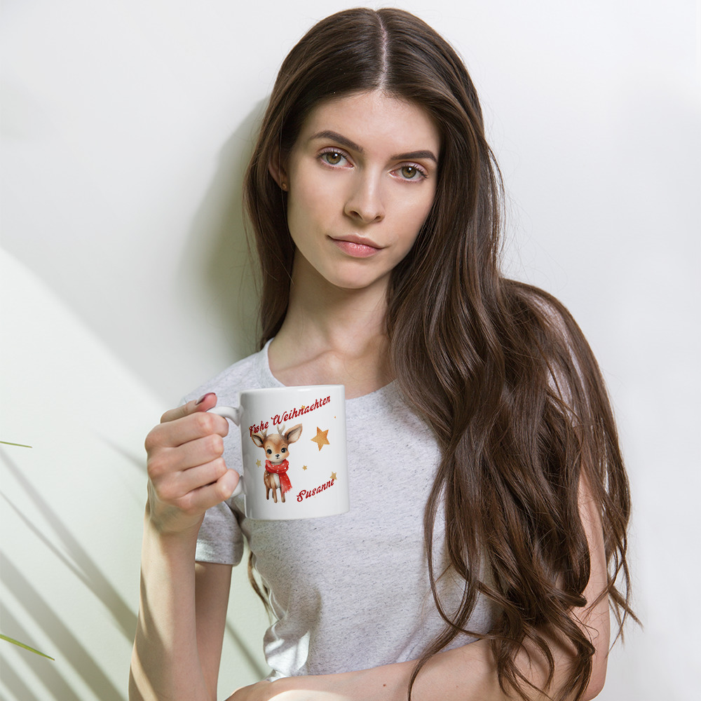 Personalisierte Tasse Rentier zu Weihnachten mit Name