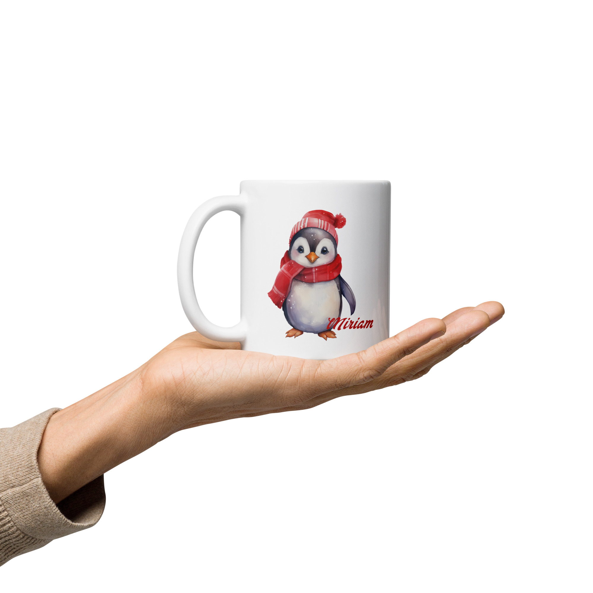 Personalisierte Tasse Pinguin zu Weihnachten mit Namen