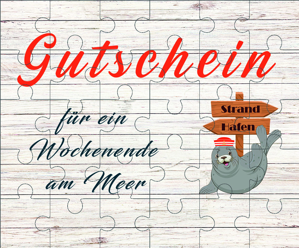 Origineller Gutschein: Persönliches Puzzle im maritimen Design mit 30 Teilen in Geschenkverpackung