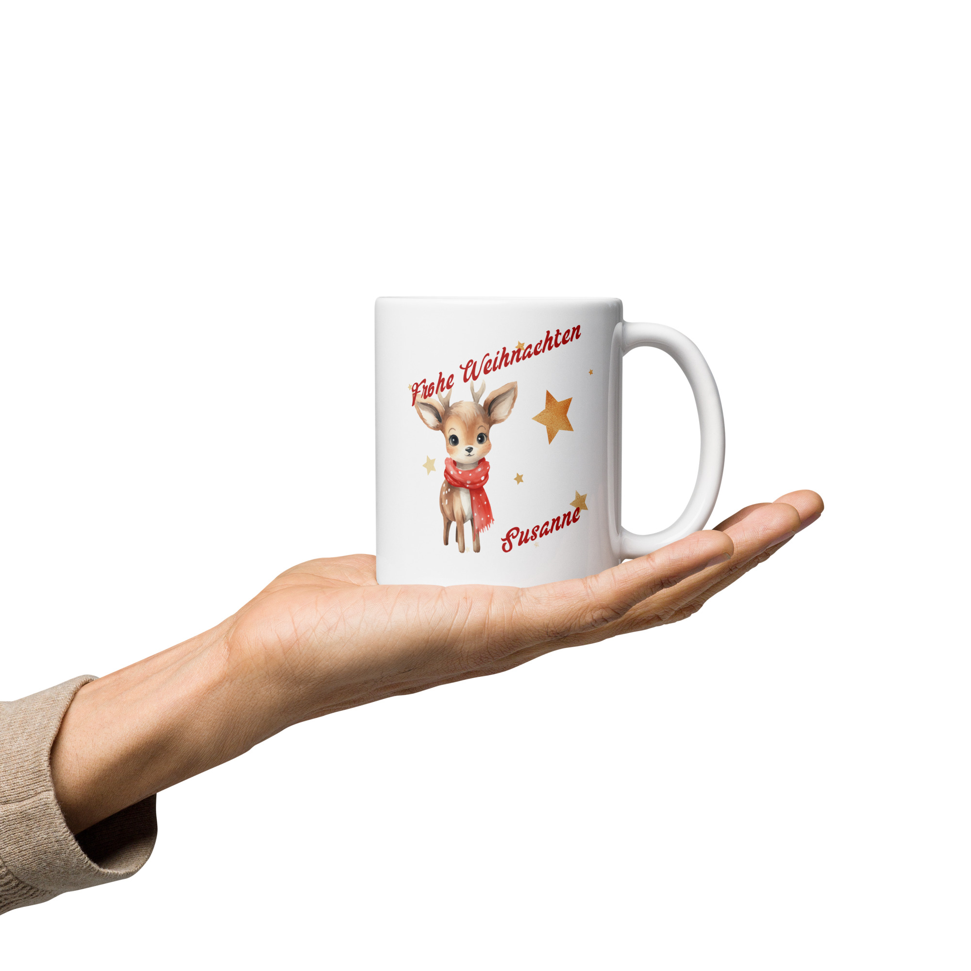 Personalisierte Tasse Rentier zu Weihnachten mit Name