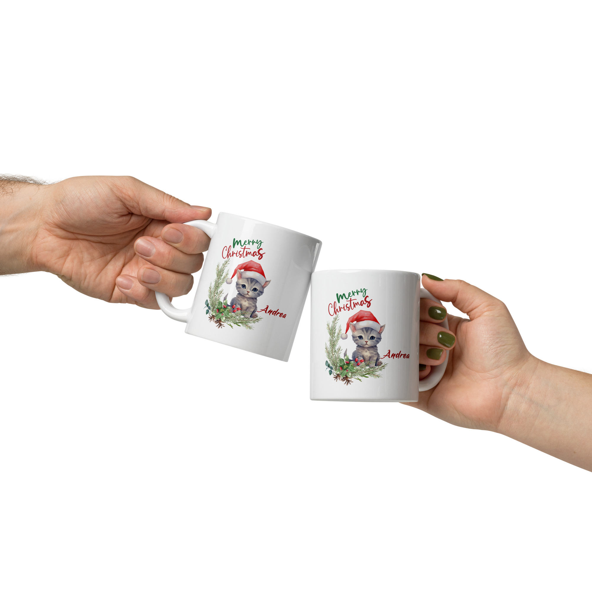 Personalisierte Tasse Kätzchen zu Weihnachten mit Namen