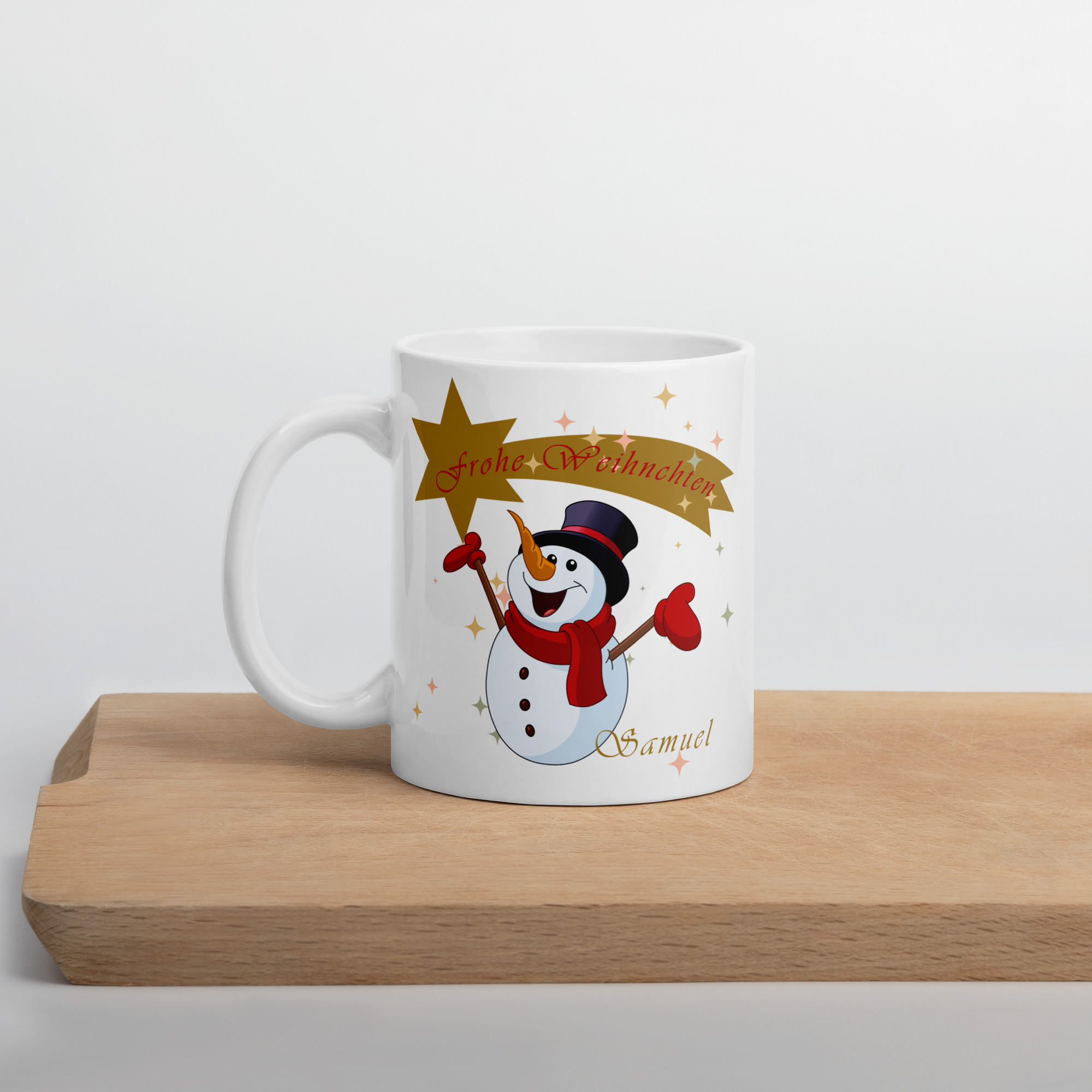 Personalisierte Tasse Schneemann zu Weihnachten mit Namen