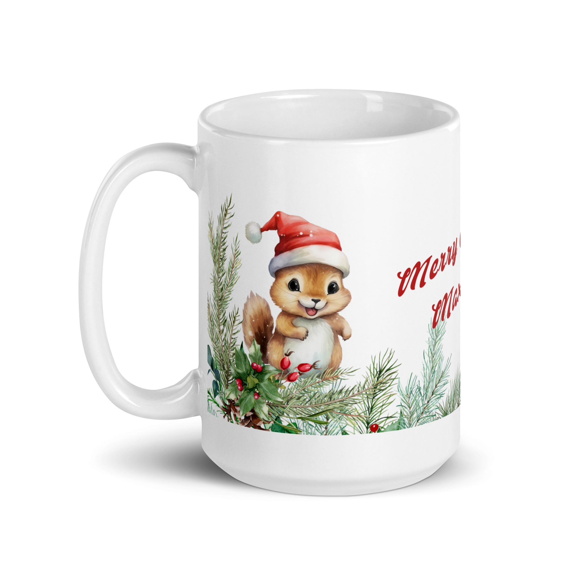 Personalisierte Tasse Eichhörnchen zu Weihnachten mit Namen