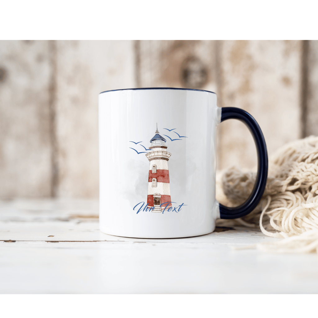 Personalisierte Tasse mit Leuchtturm | Aquarell | Geschenk | Maritim