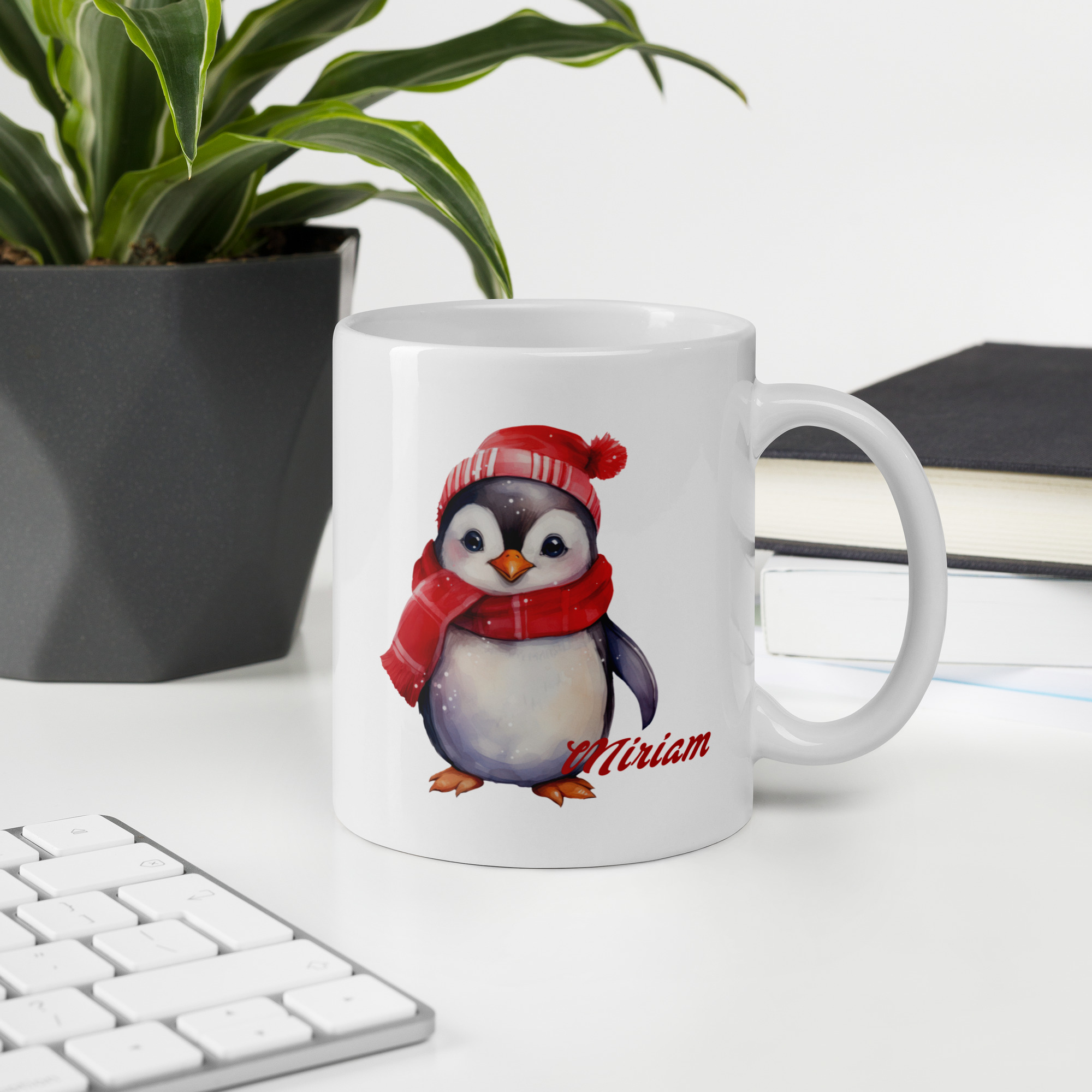 Personalisierte Tasse Pinguin zu Weihnachten mit Namen