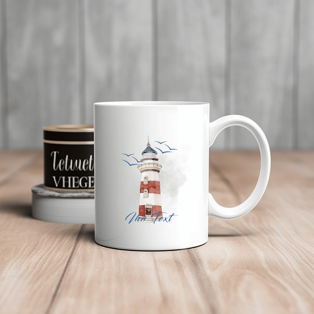 Personalisierte Tasse mit Leuchtturm | Aquarell | Geschenk | Maritim