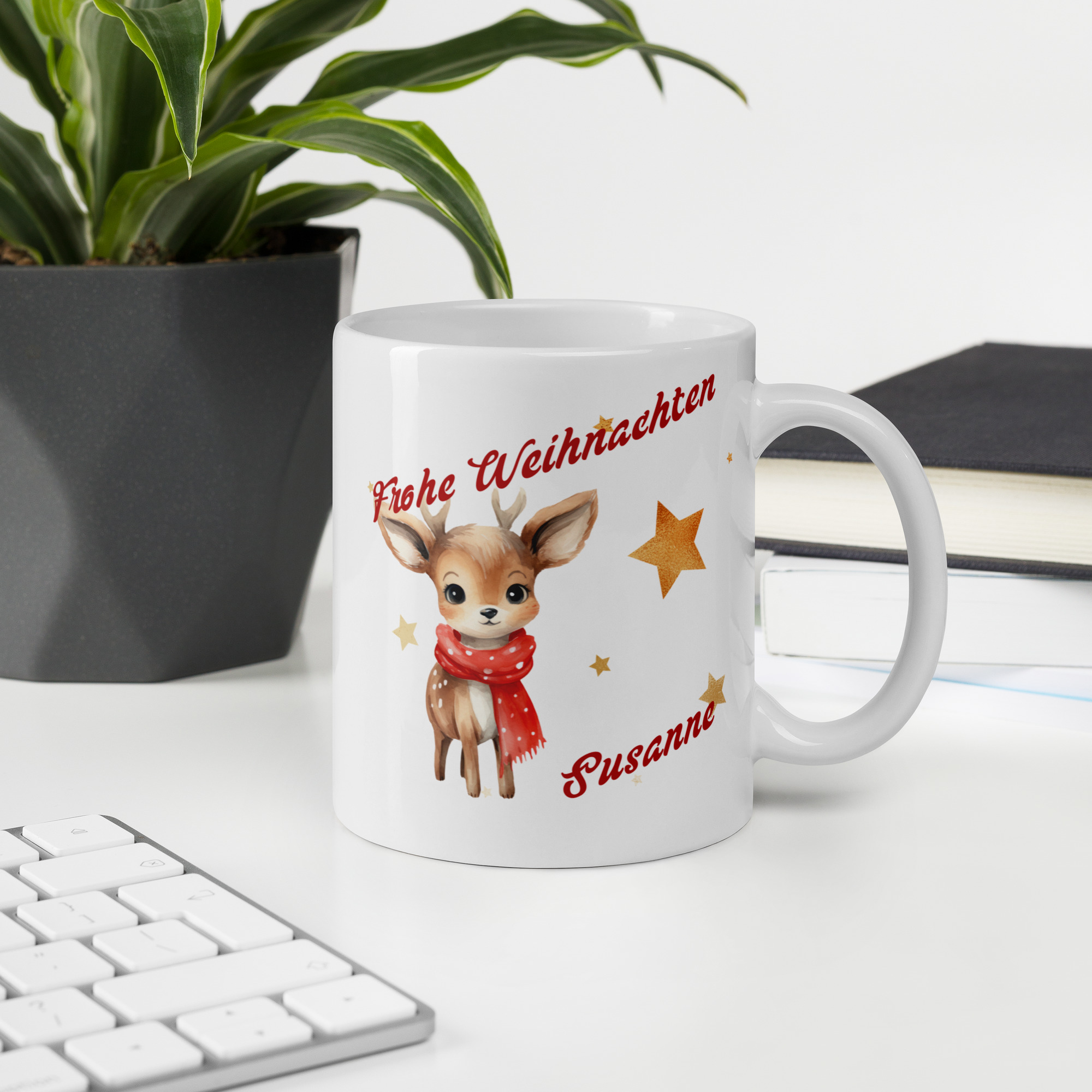 Personalisierte Tasse Rentier zu Weihnachten mit Name