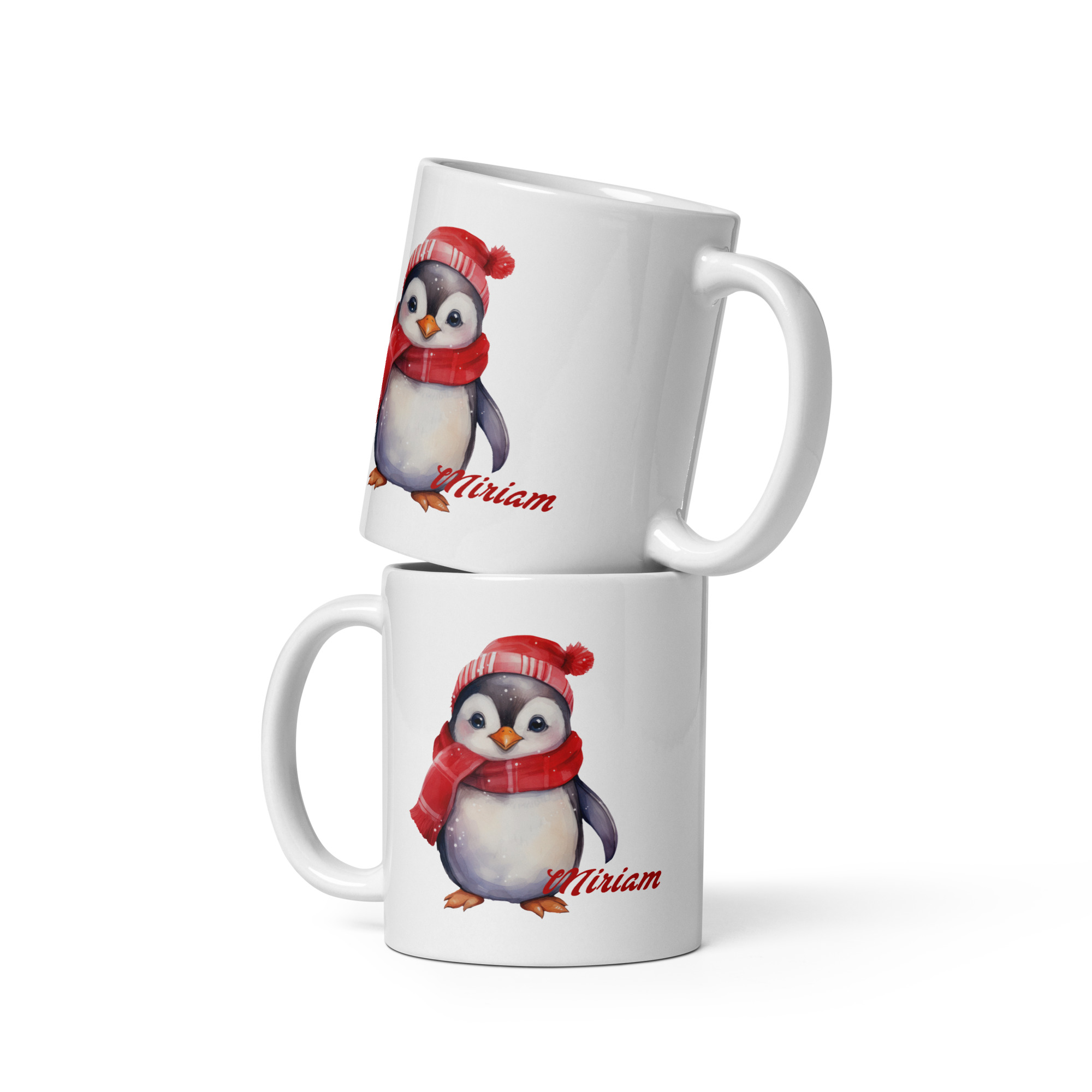 Personalisierte Tasse Pinguin zu Weihnachten mit Namen