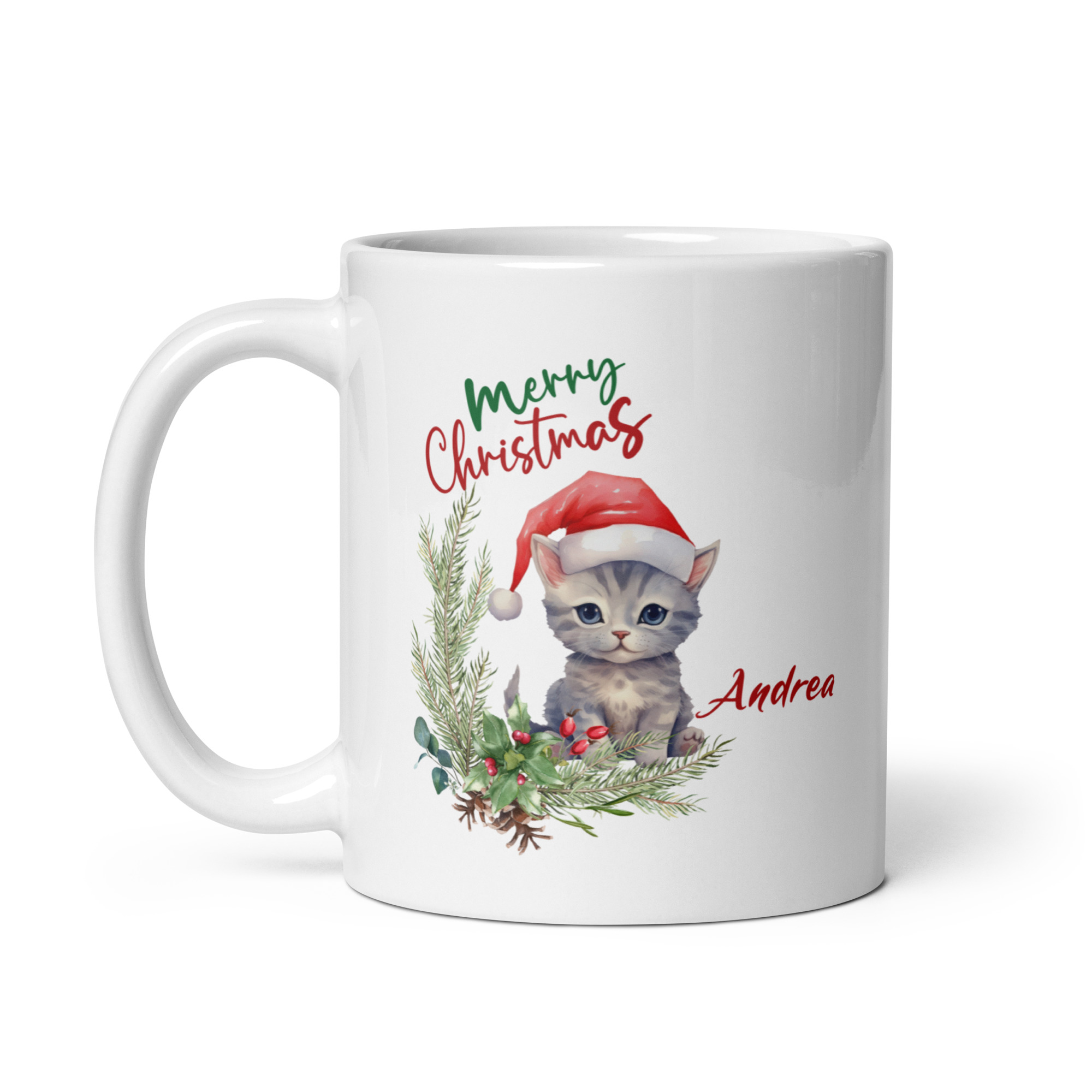 Personalisierte Tasse Kätzchen zu Weihnachten mit Namen