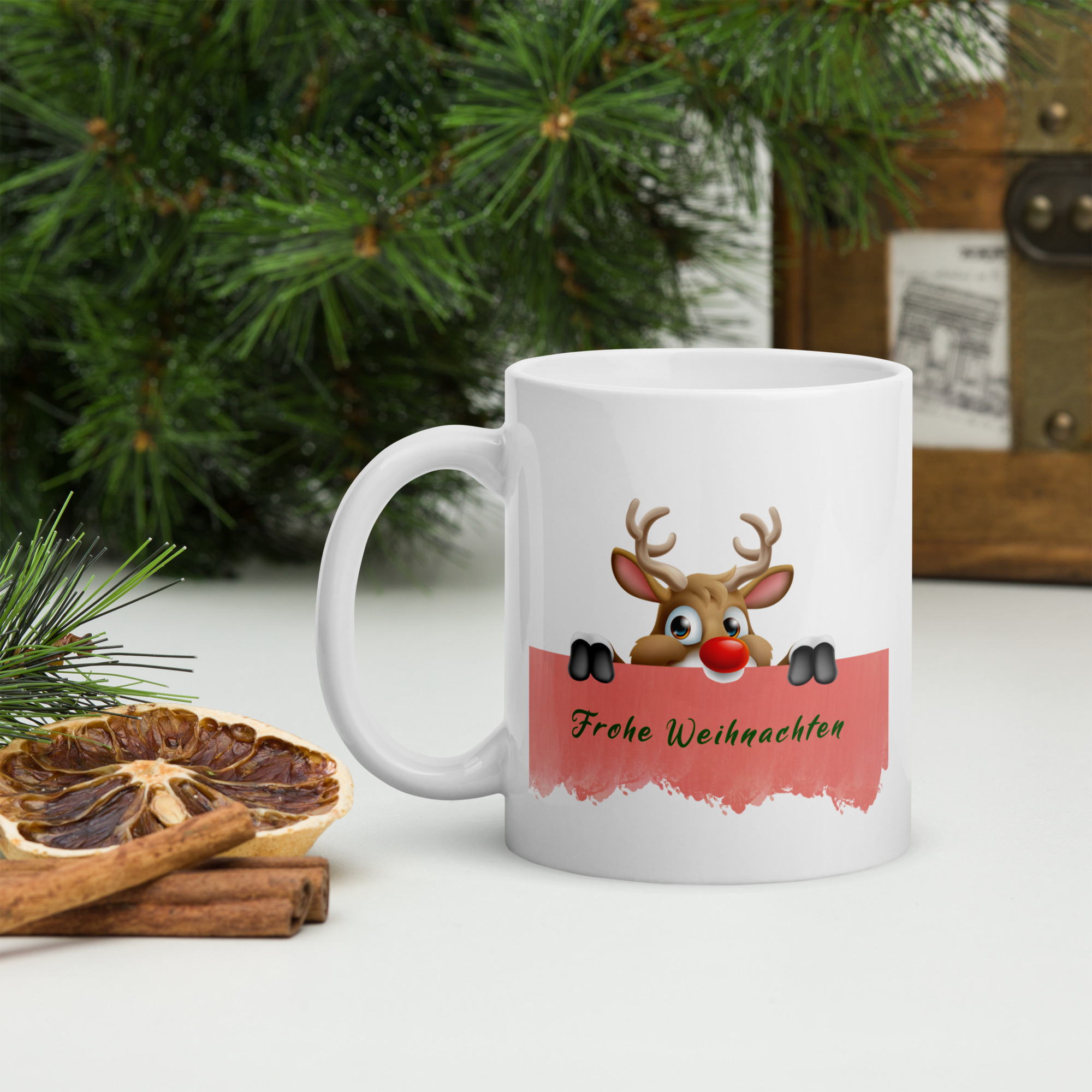 Personalisierte Tasse Elch zu Weihnachten mit Namen