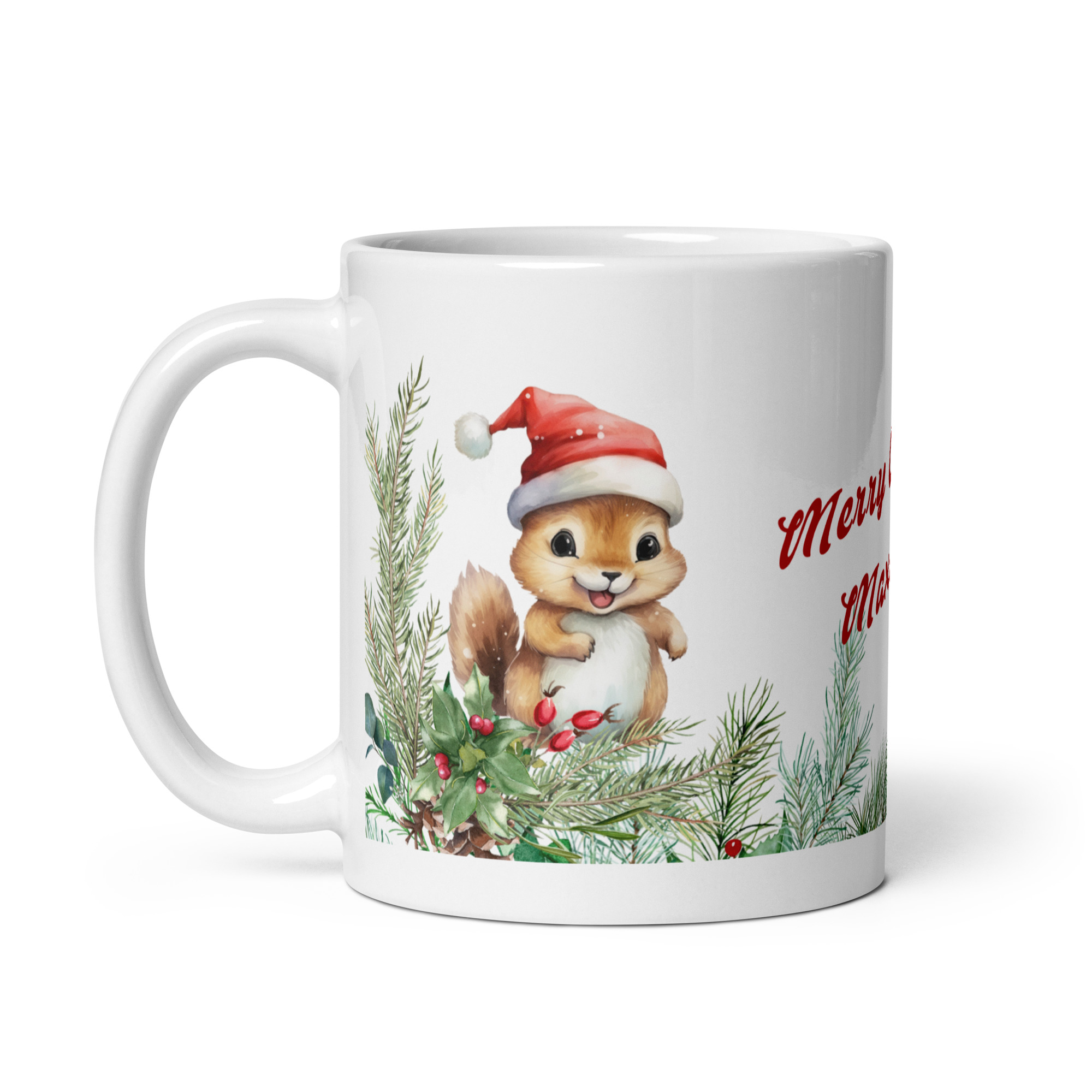 Personalisierte Tasse Eichhörnchen zu Weihnachten mit Namen