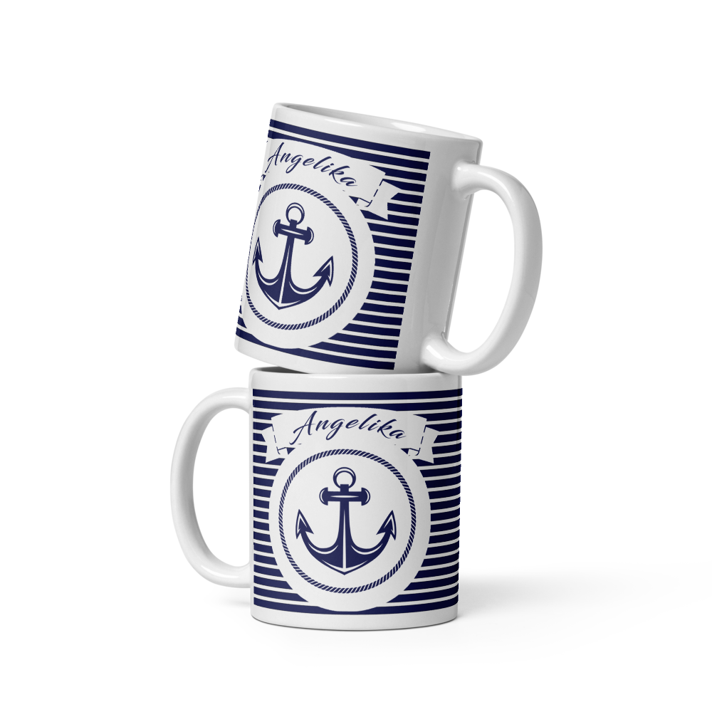 Personalisierte Maritime Tasse mit Anker - Perfektes Geschenk für Meerliebhaber