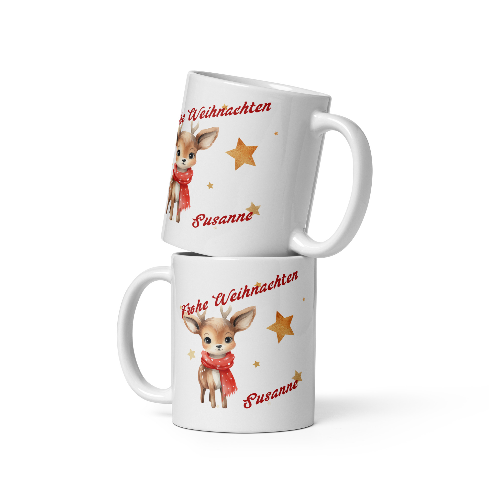 Personalisierte Tasse Rentier zu Weihnachten mit Name