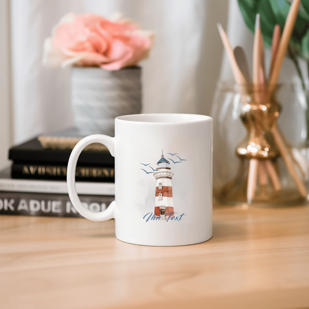 Personalisierte Tasse mit Leuchtturm | Aquarell | Geschenk | Maritim