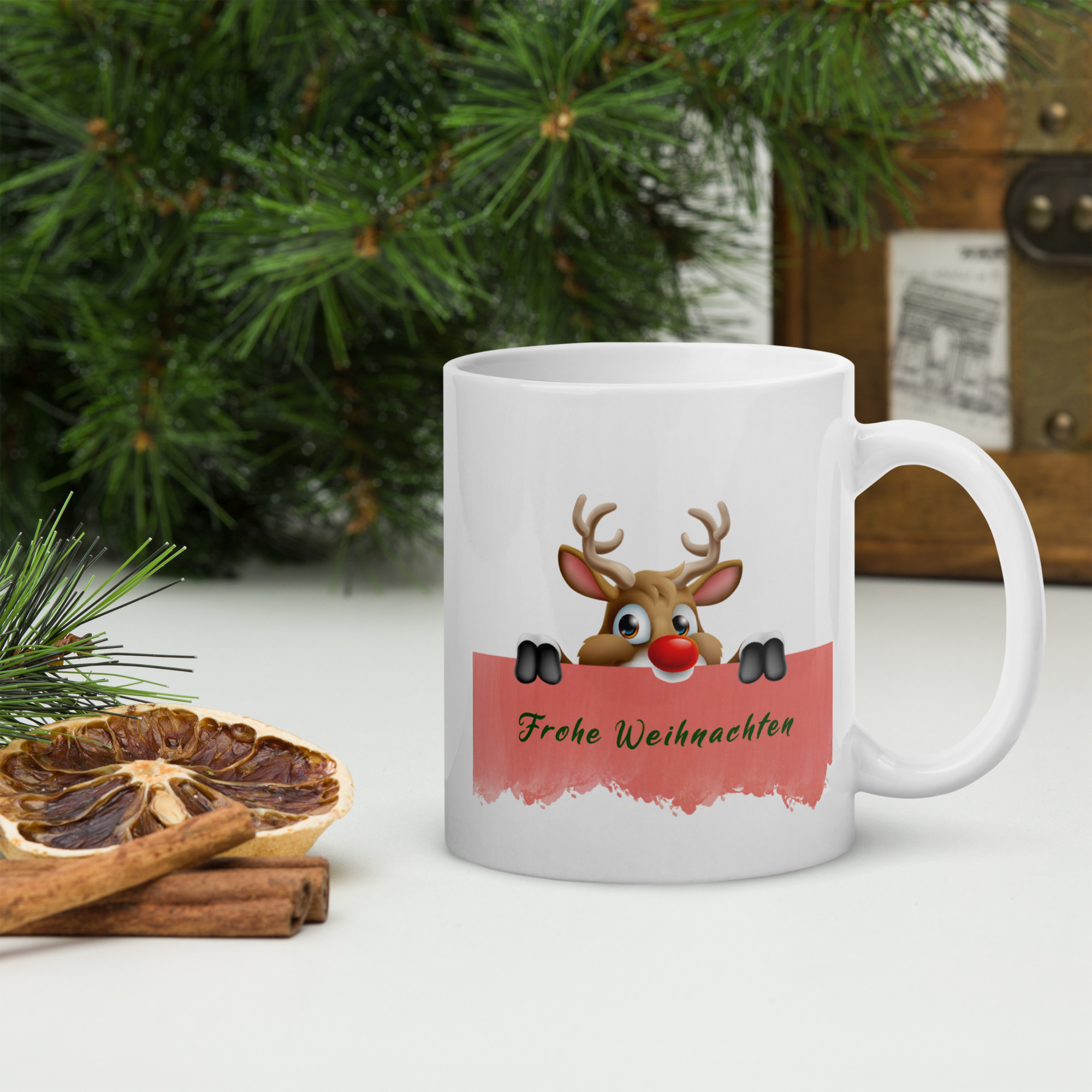 Personalisierte Tasse Elch zu Weihnachten mit Namen