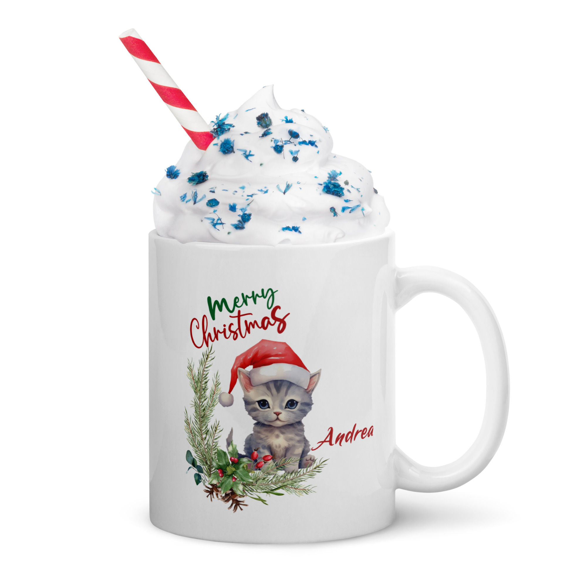 Personalisierte Tasse Kätzchen zu Weihnachten mit Namen