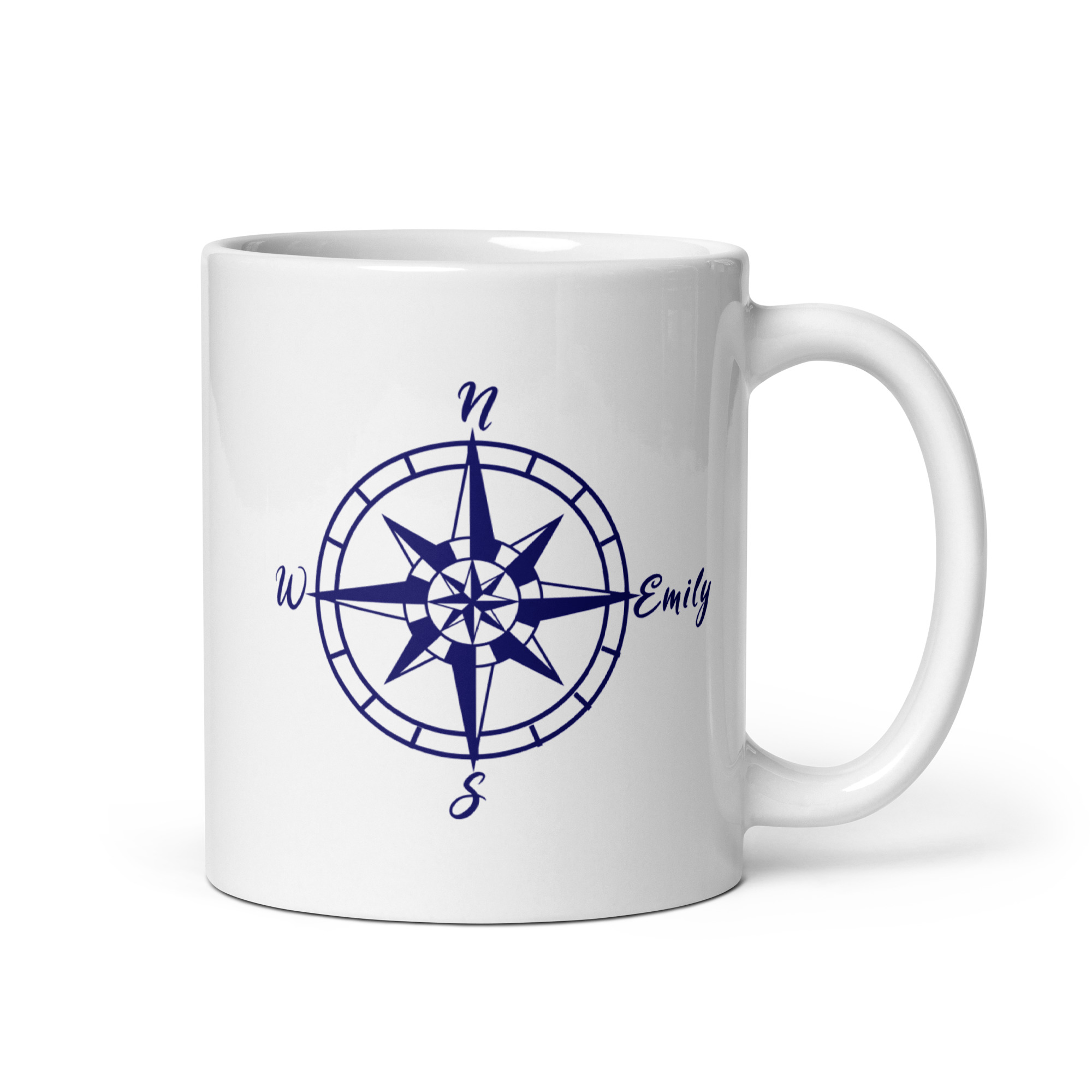 Maritime Kaffeetasse mit Kompass und Wunschnamen - Perfektes Geschenk