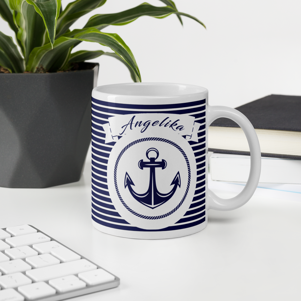 Personalisierte Maritime Tasse mit Anker - Perfektes Geschenk für Meerliebhaber